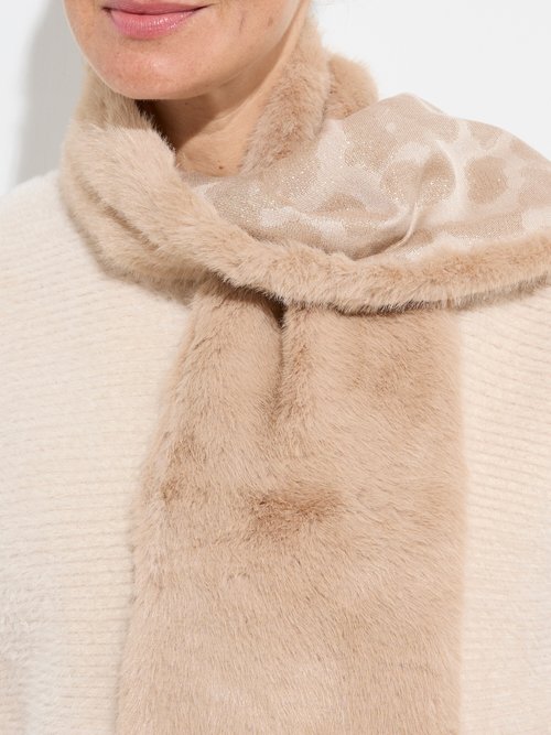 Echarpe fausse fourrure, envers léopard Femme Beige TOPTD9-4 DE1