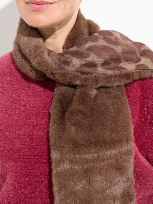 Echarpe fausse fourrure, envers léopard Femme Marron TOPTD9-4 DE1