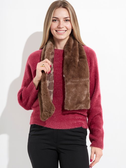 Echarpe fausse fourrure, envers léopard Femme Marron TOPTD9-4 FA1