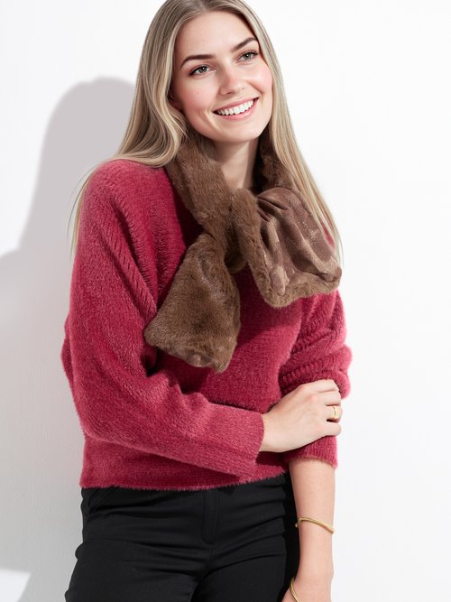 Echarpe fausse fourrure, envers léopard Femme Marron TOPTD9-4 MV1