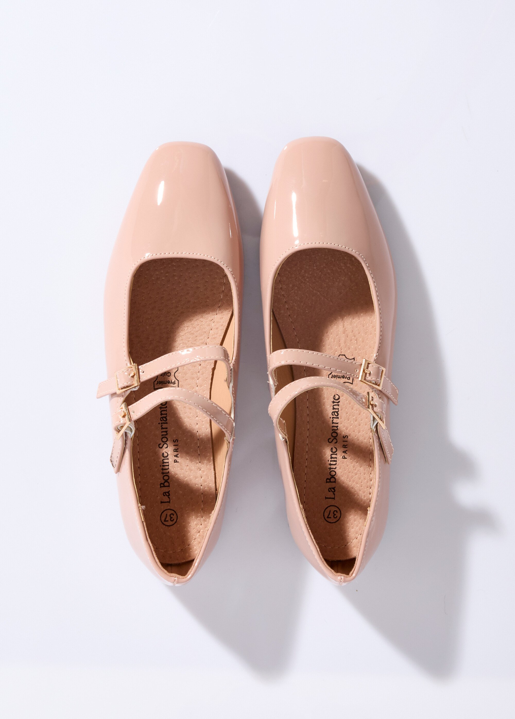 Ballerines plates bout carré, double bride Femme Rose LBS-BSHX9130 OV1