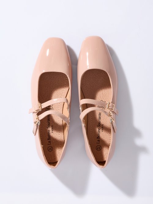 Ballerines plates bout carré, double bride Femme Rose LBS-BSHX9130 OV1