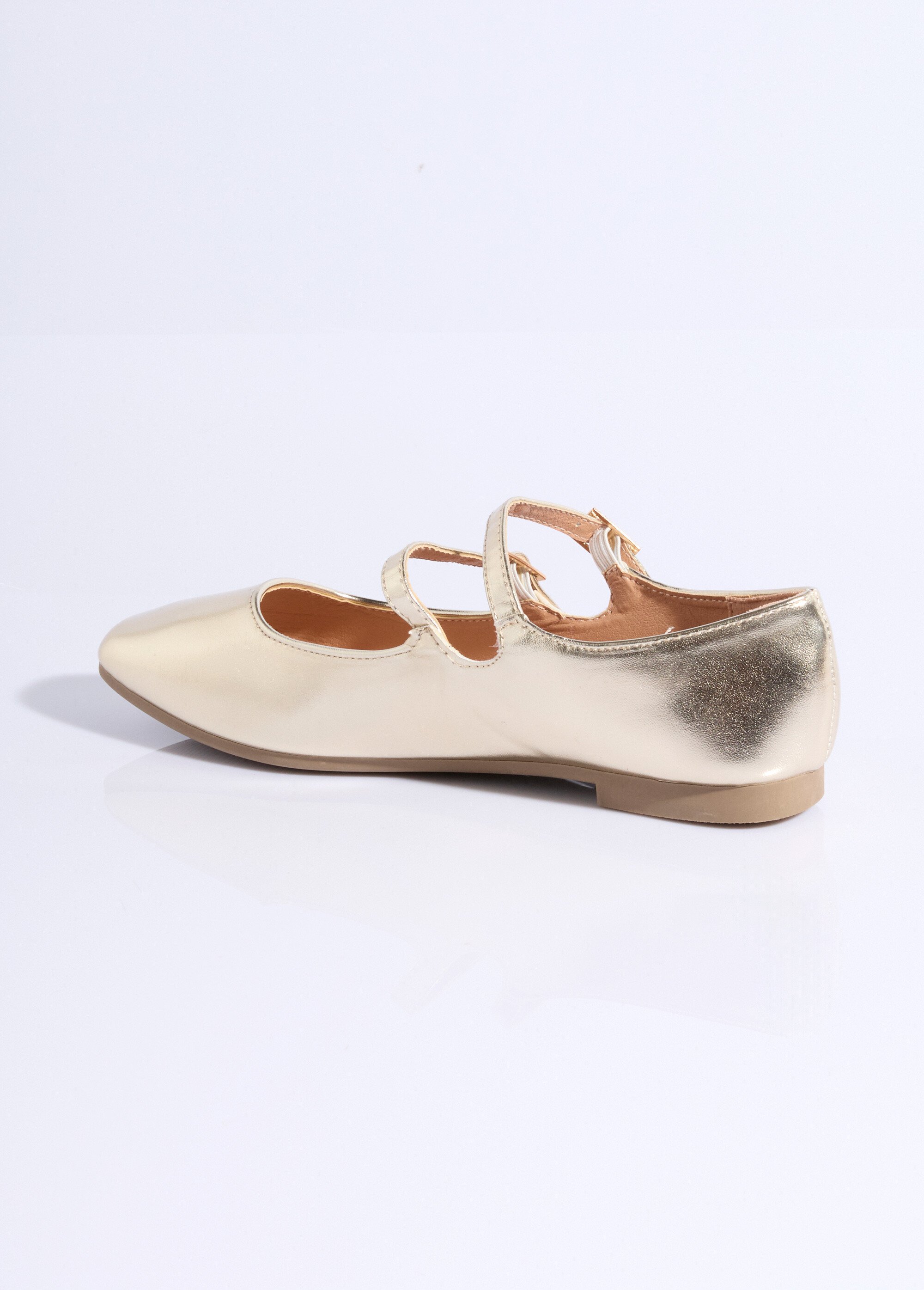 Ballerines plates bout carré, double bride Femme Doré LBS-BSHX9130 DO1