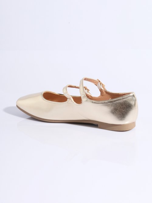 Ballerines plates bout carré, double bride Femme Doré LBS-BSHX9130 DO1
