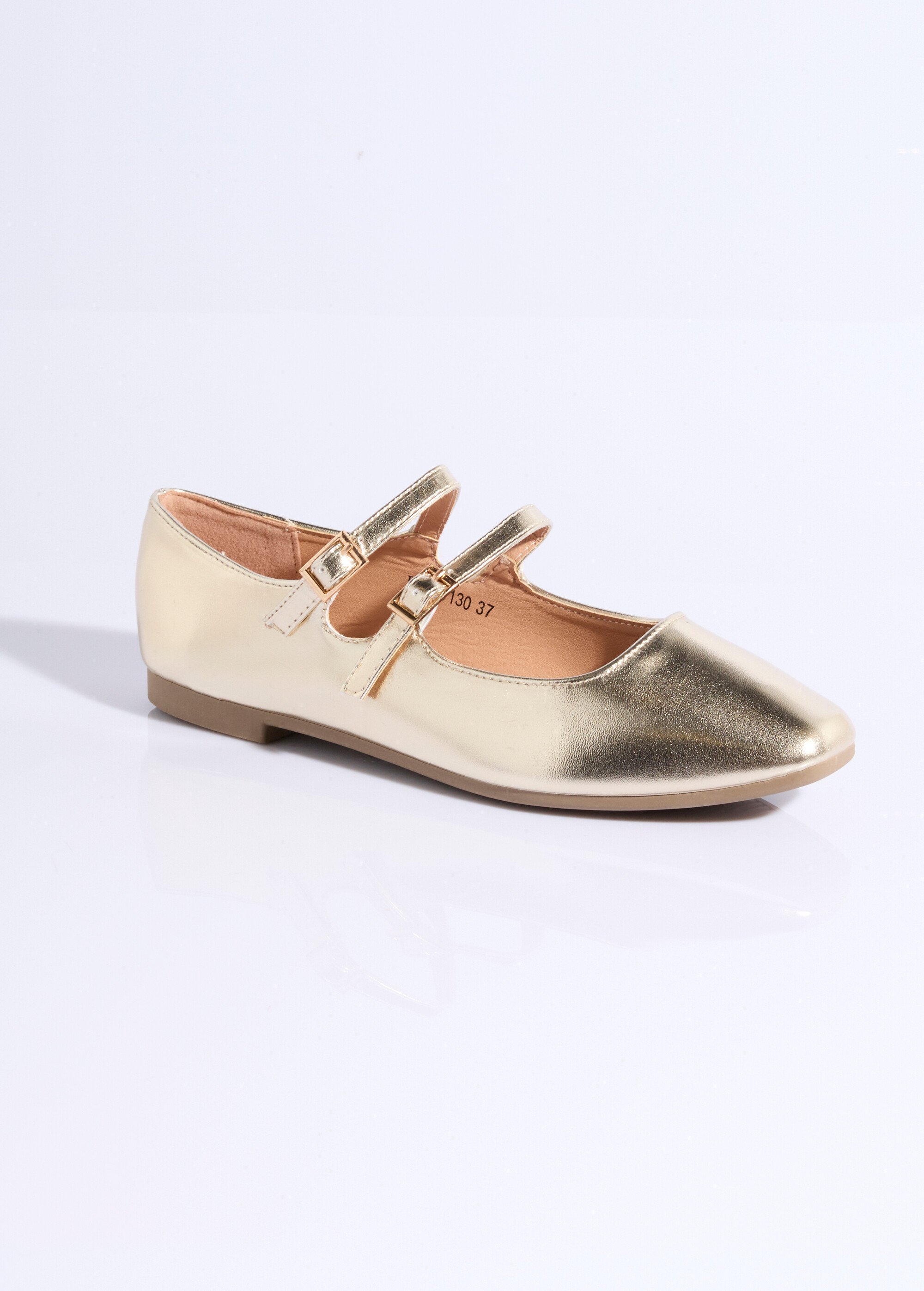 Ballerines plates bout carré, double bride Femme Doré LBS-BSHX9130 FA1