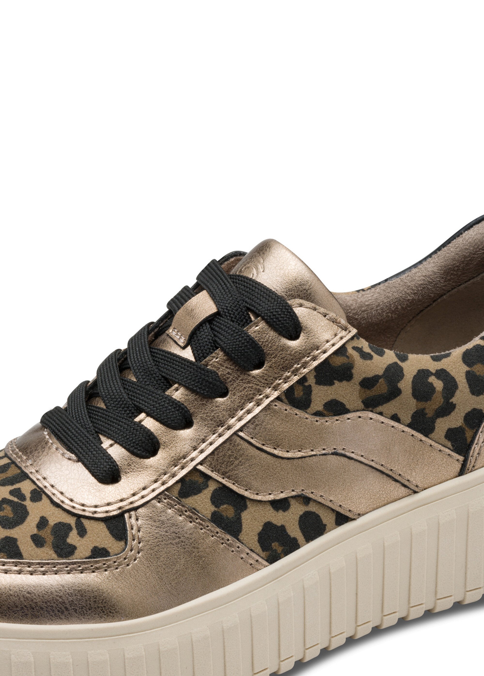 Baskets compensées bimatières à lacets Femme Noir JAN82366645 DE1