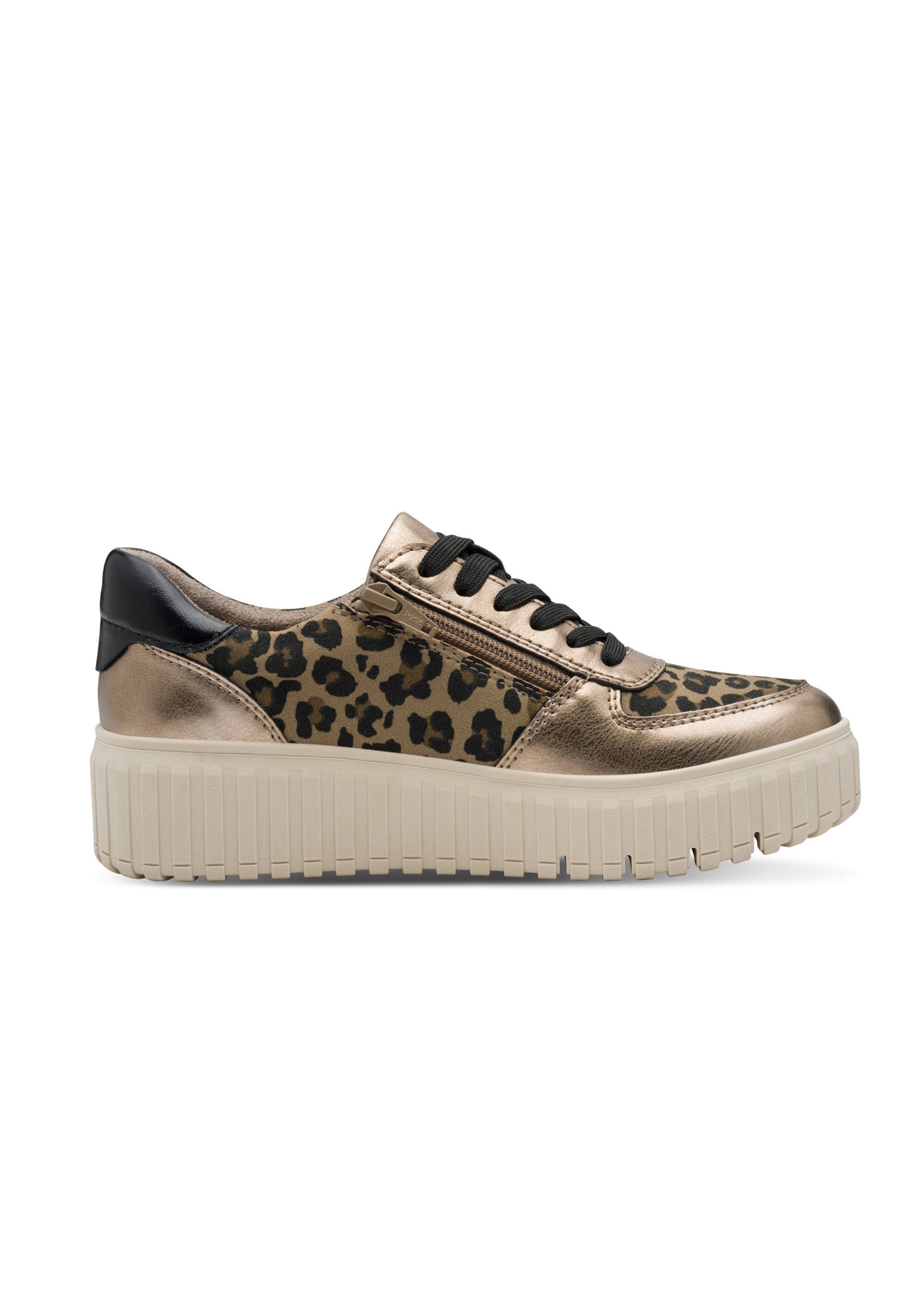 Baskets compensées bimatières à lacets Femme Noir JAN82366645 DR1