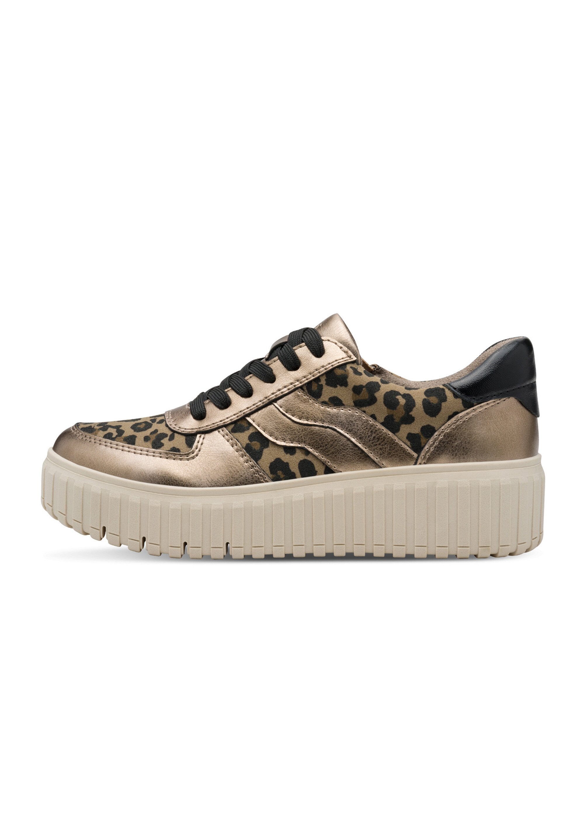 Baskets compensées bimatières à lacets Femme Noir JAN82366645 GA1