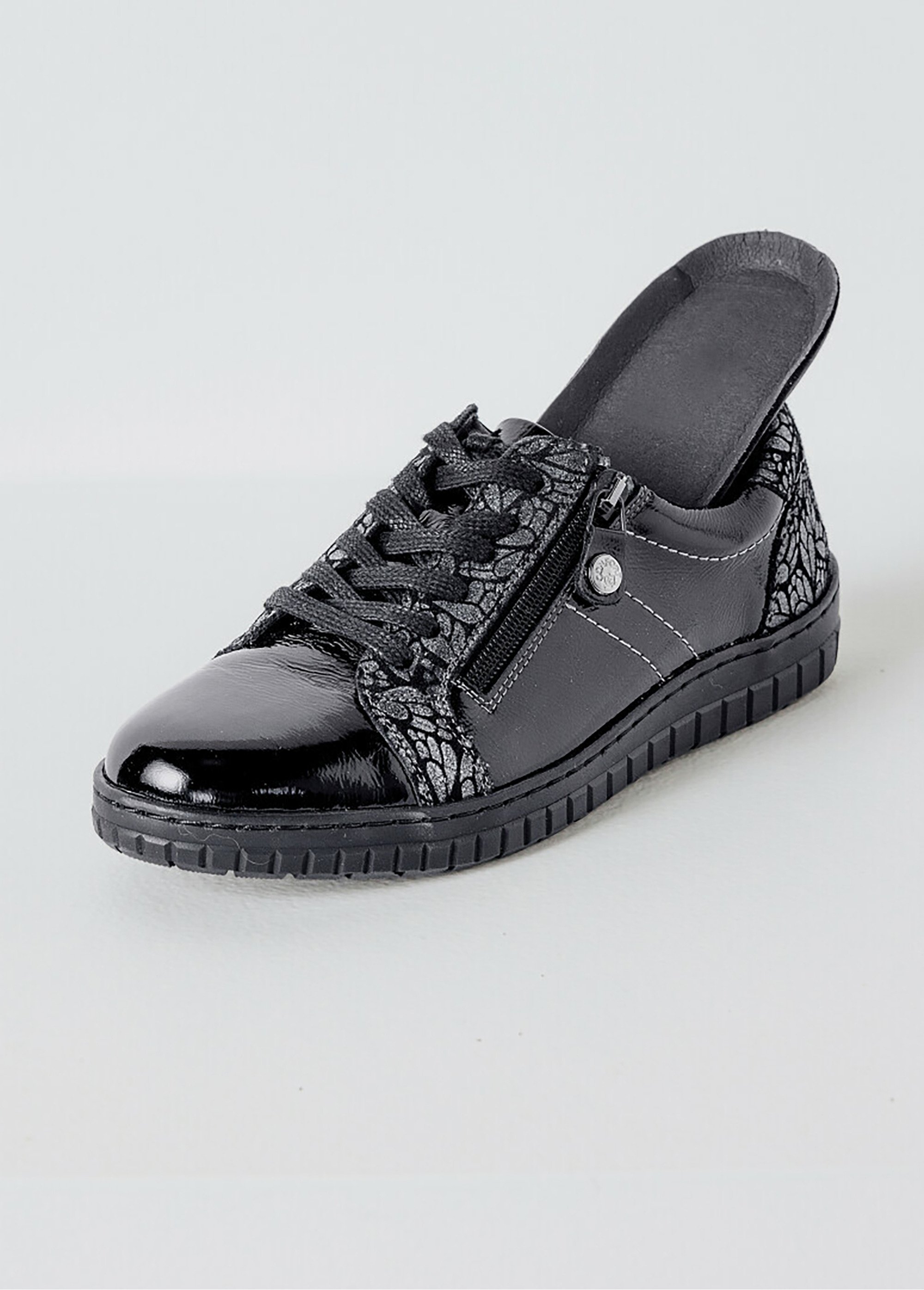 Baskets largeur confort lacées et zippées Femme Noir ORAURE DE2