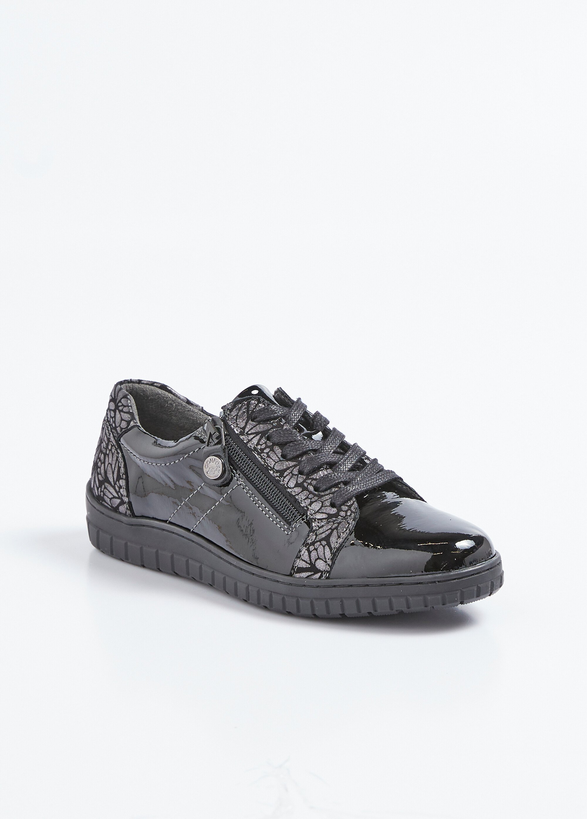 Baskets largeur confort lacées et zippées Femme Noir ORAURE FA1