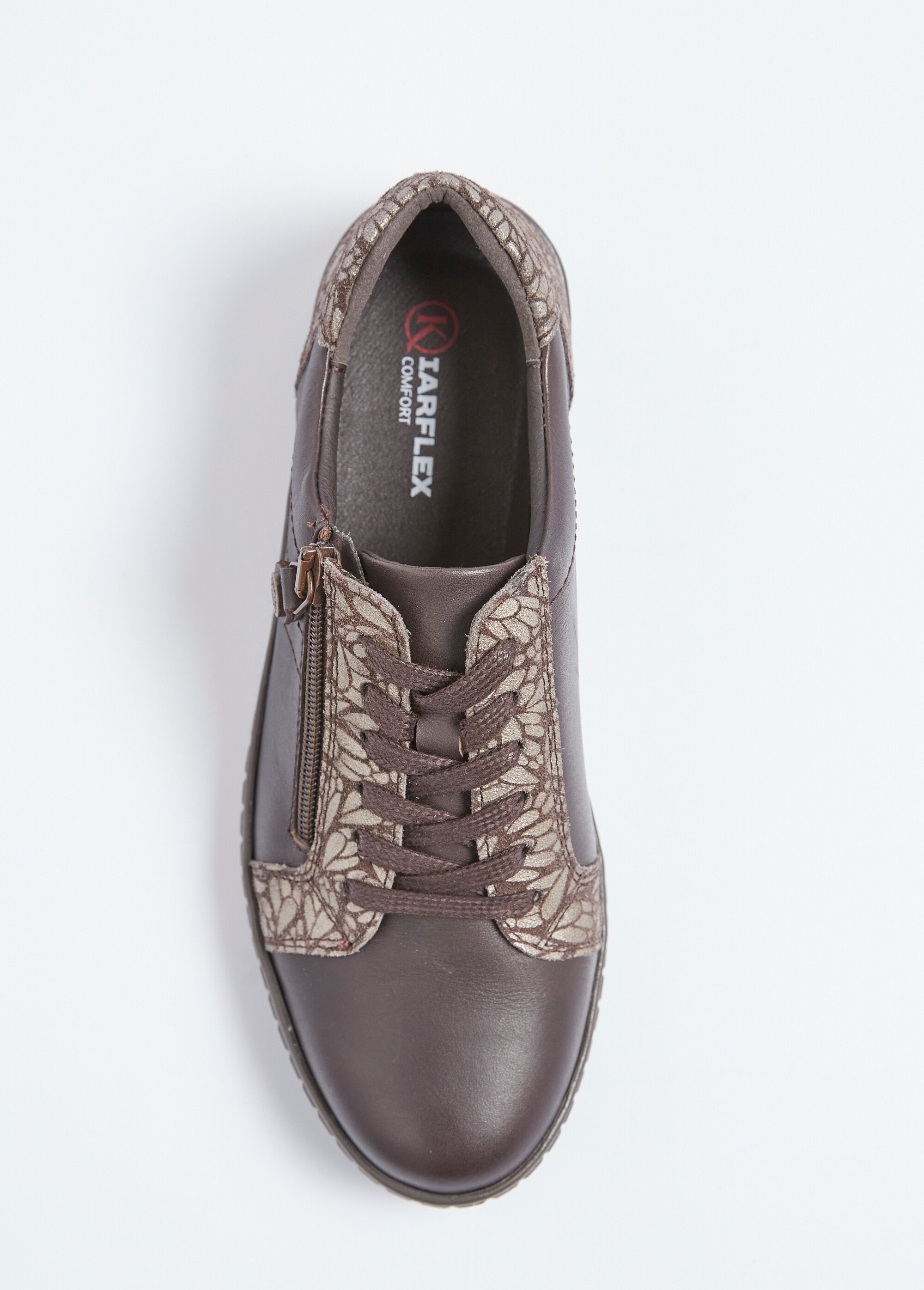 Baskets largeur confort lacées et zippées Femme Marron ORAURE OV1