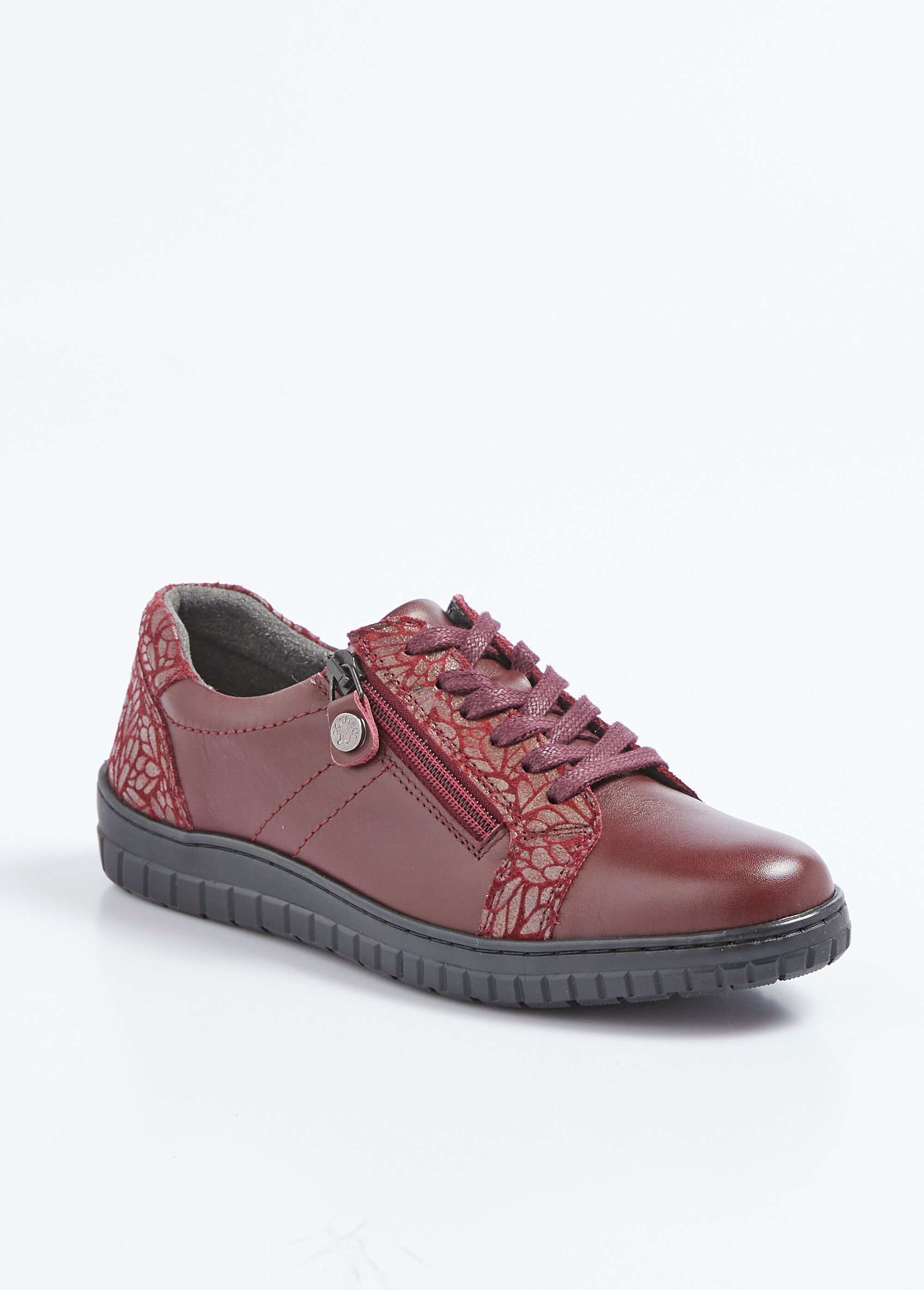 Baskets largeur confort lacées et zippées Femme Rouge ORAURE FA1