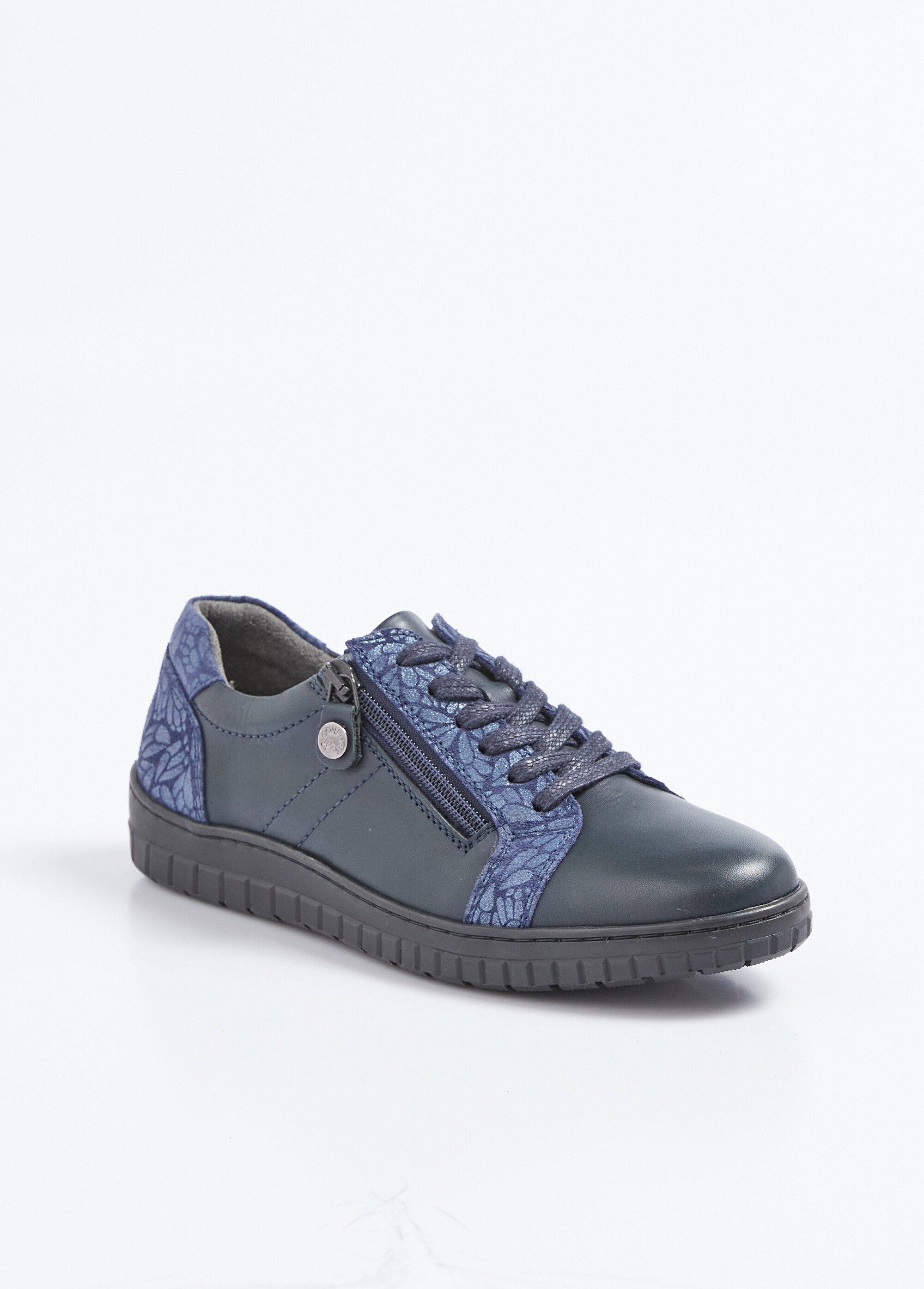 Baskets largeur confort lacées et zippées Femme Bleu ORAURE FA1