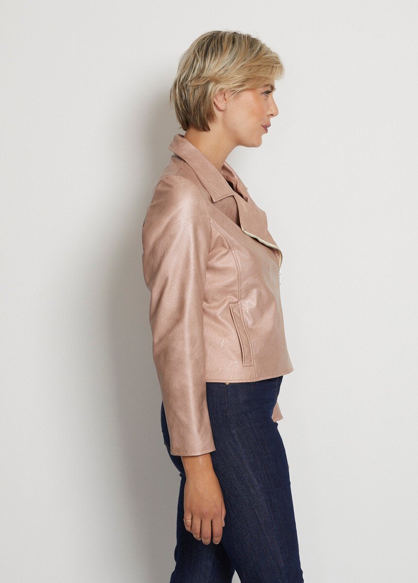 Blouson zippé tissu enduit irisé Femme Rose TORTUE DR1