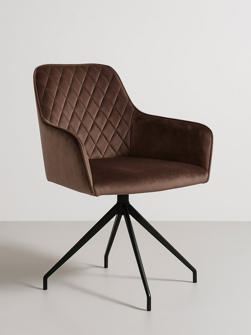 Chaise de salle à manger pivotante velours MARRON CLAIR HN-1001168 FA1