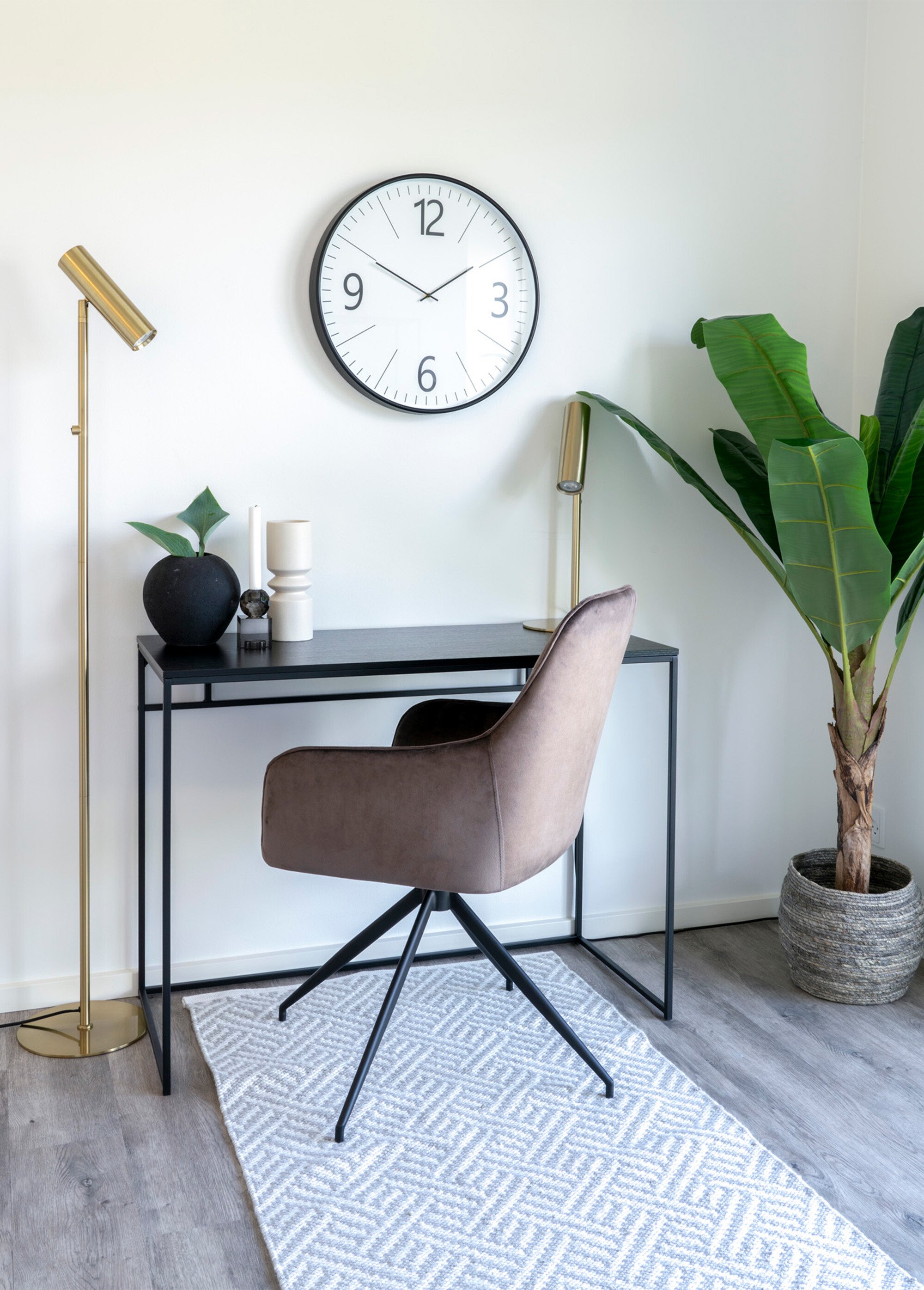 Chaise de salle à manger pivotante velours MARRON CLAIR HN-1001168 SI1