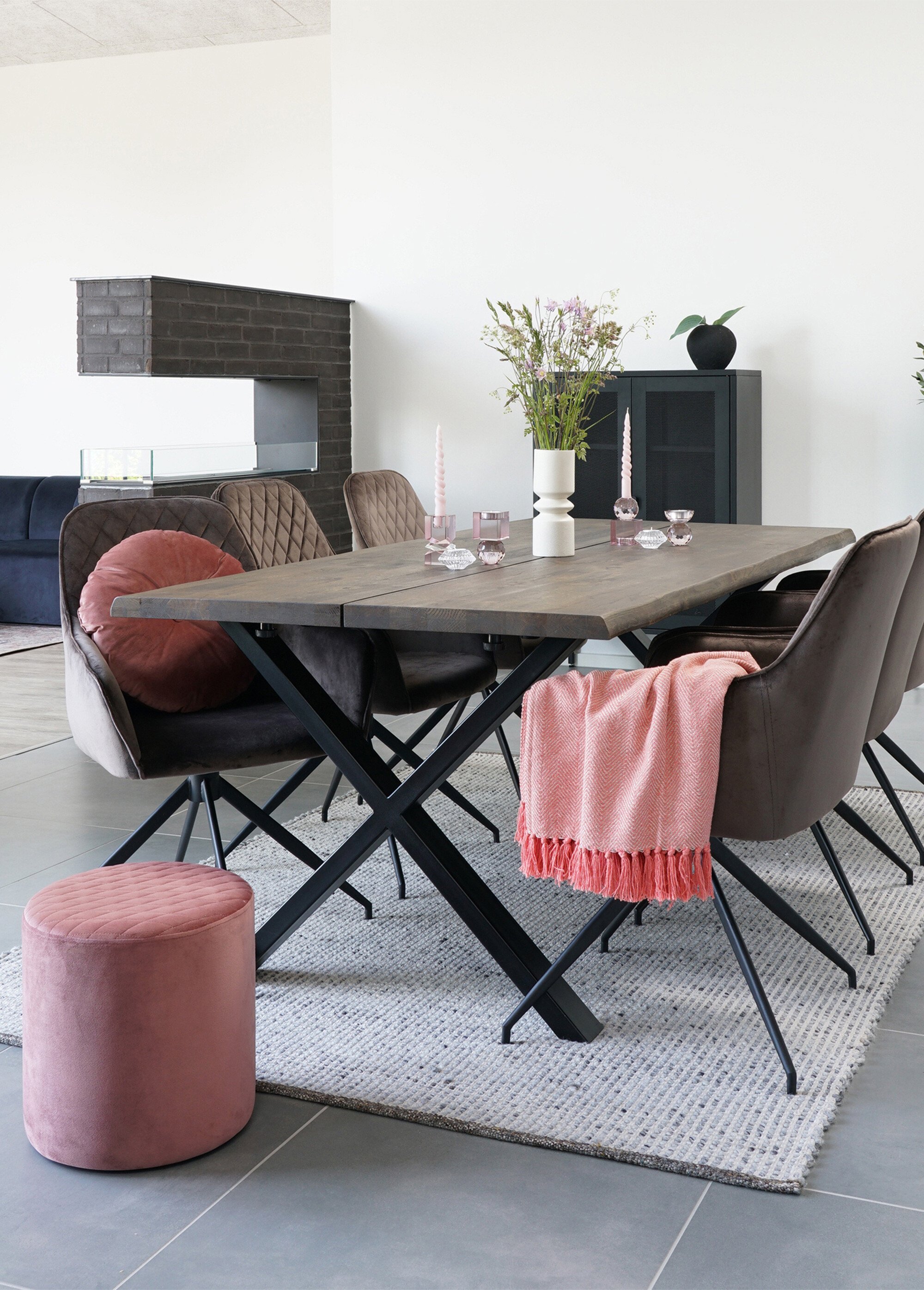 Chaise de salle à manger pivotante velours MARRON CLAIR HN-1001168 SI2