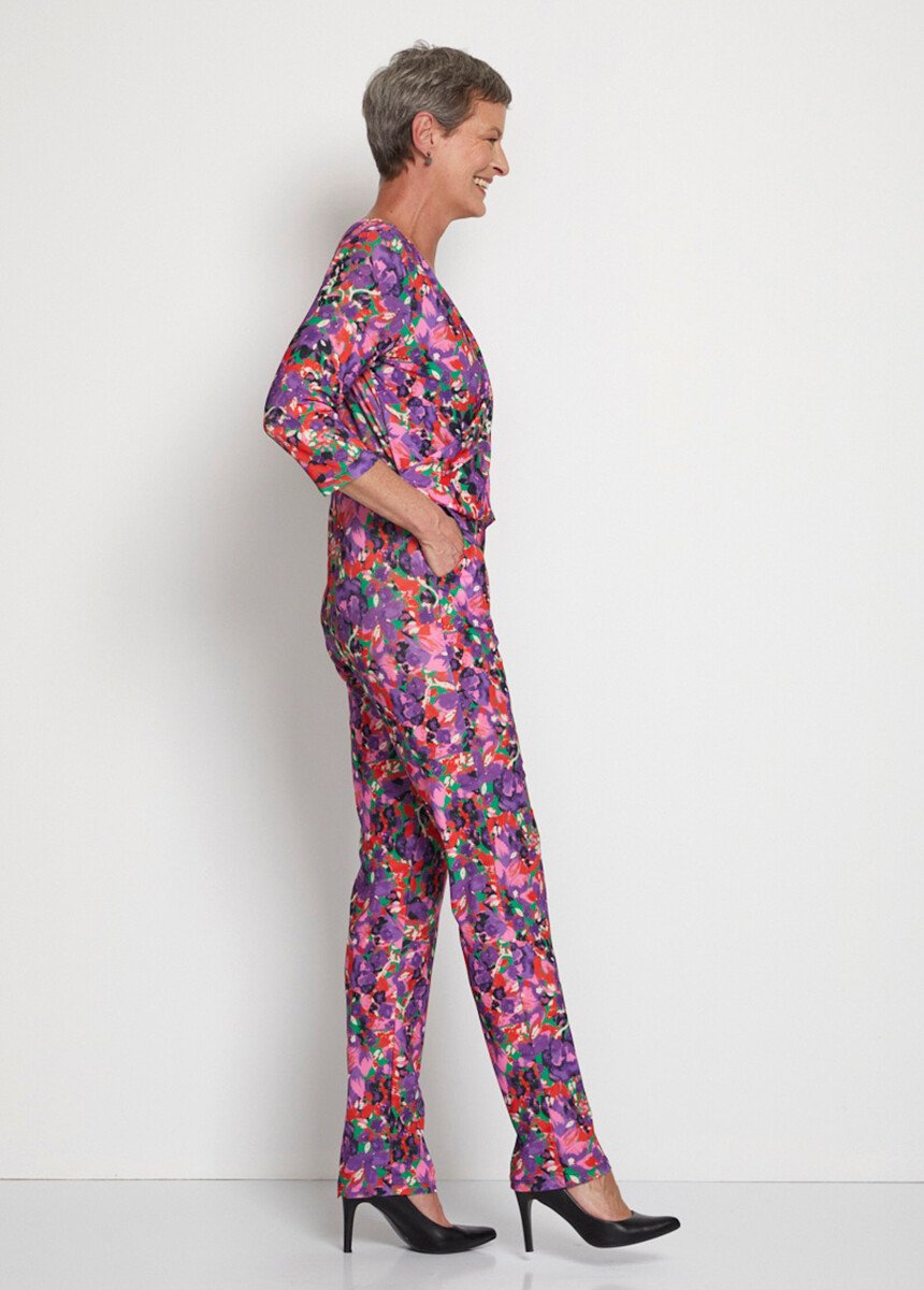 Combi-pantalon imprimée manches 3/4 Femme Violet ESPINA DR1
