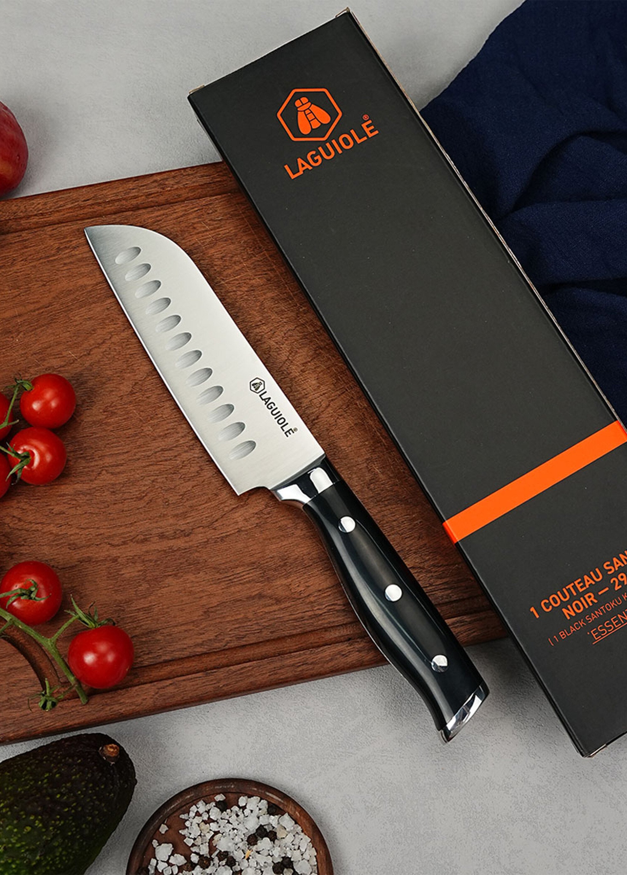 Couteau Santoku 29cm, lame acier forgé Noir 9170620 SI1