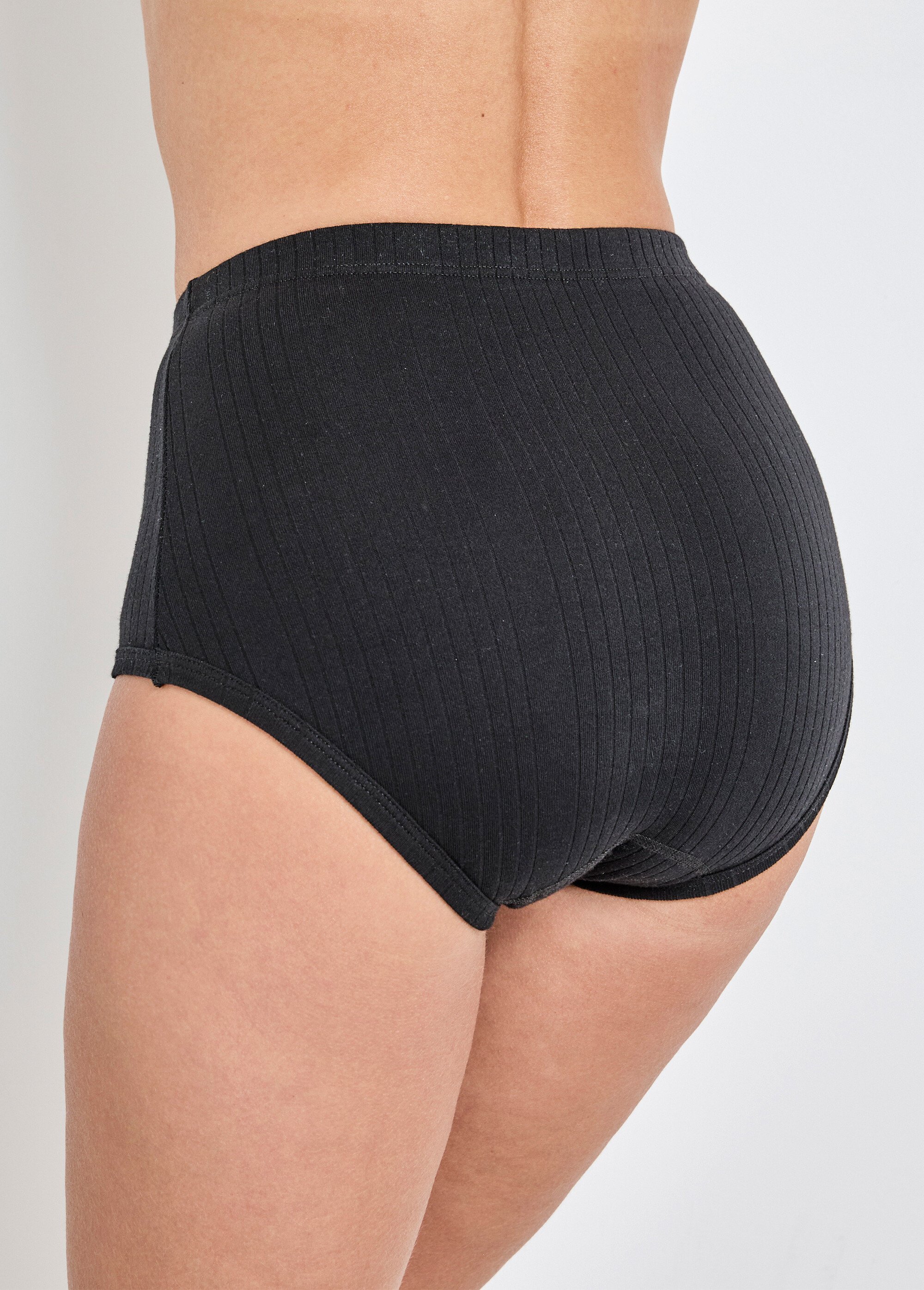Culotte taille haute maille interlock côtelée - lot de 3 Femme Noir DECANAL DO1