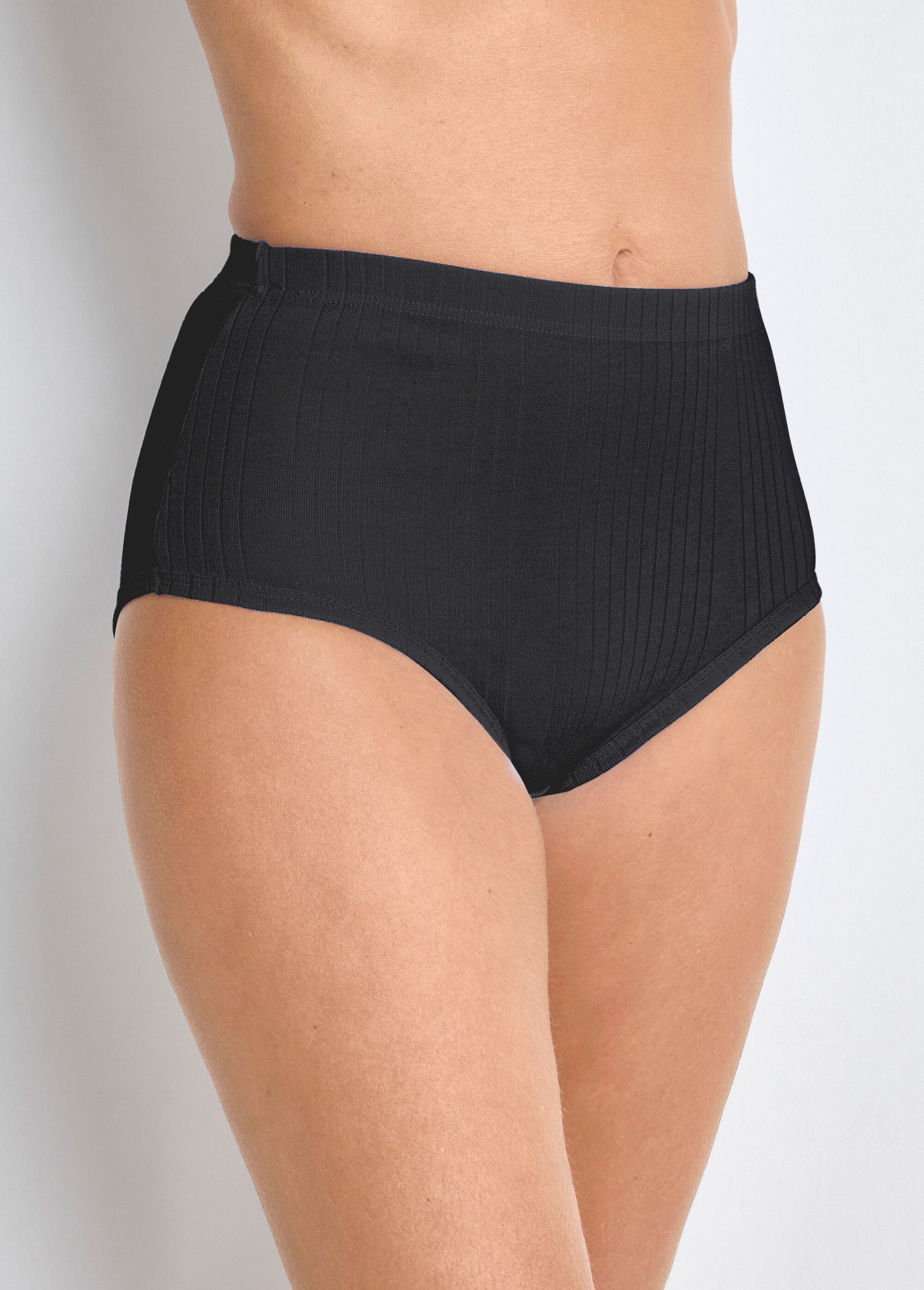 Culotte taille haute maille interlock côtelée - lot de 3 Femme Noir DECANAL FA1