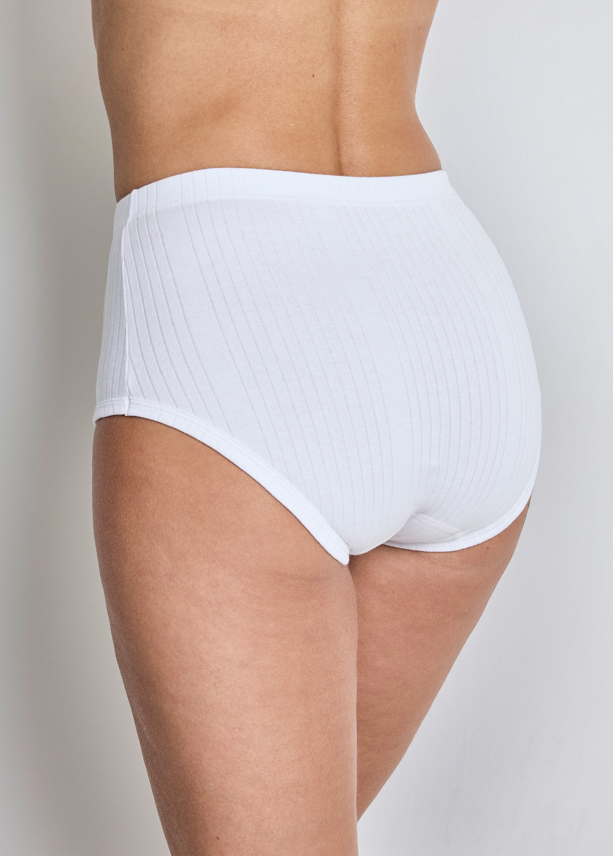 Culotte taille haute maille interlock côtelée - lot de 3 Femme Blanc DECANAL DO1