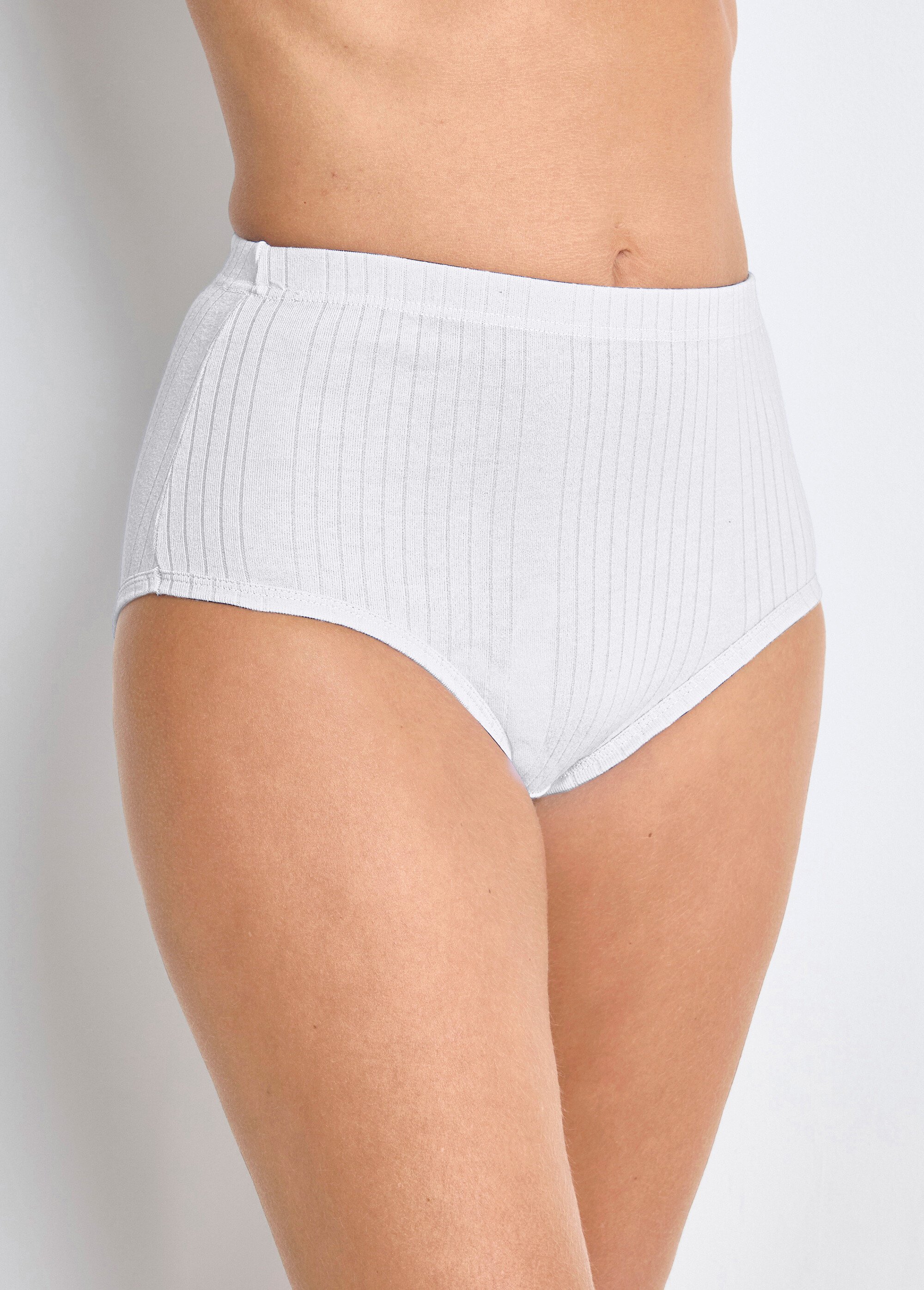 Culotte taille haute maille interlock côtelée - lot de 3 Femme Blanc DECANAL FA1