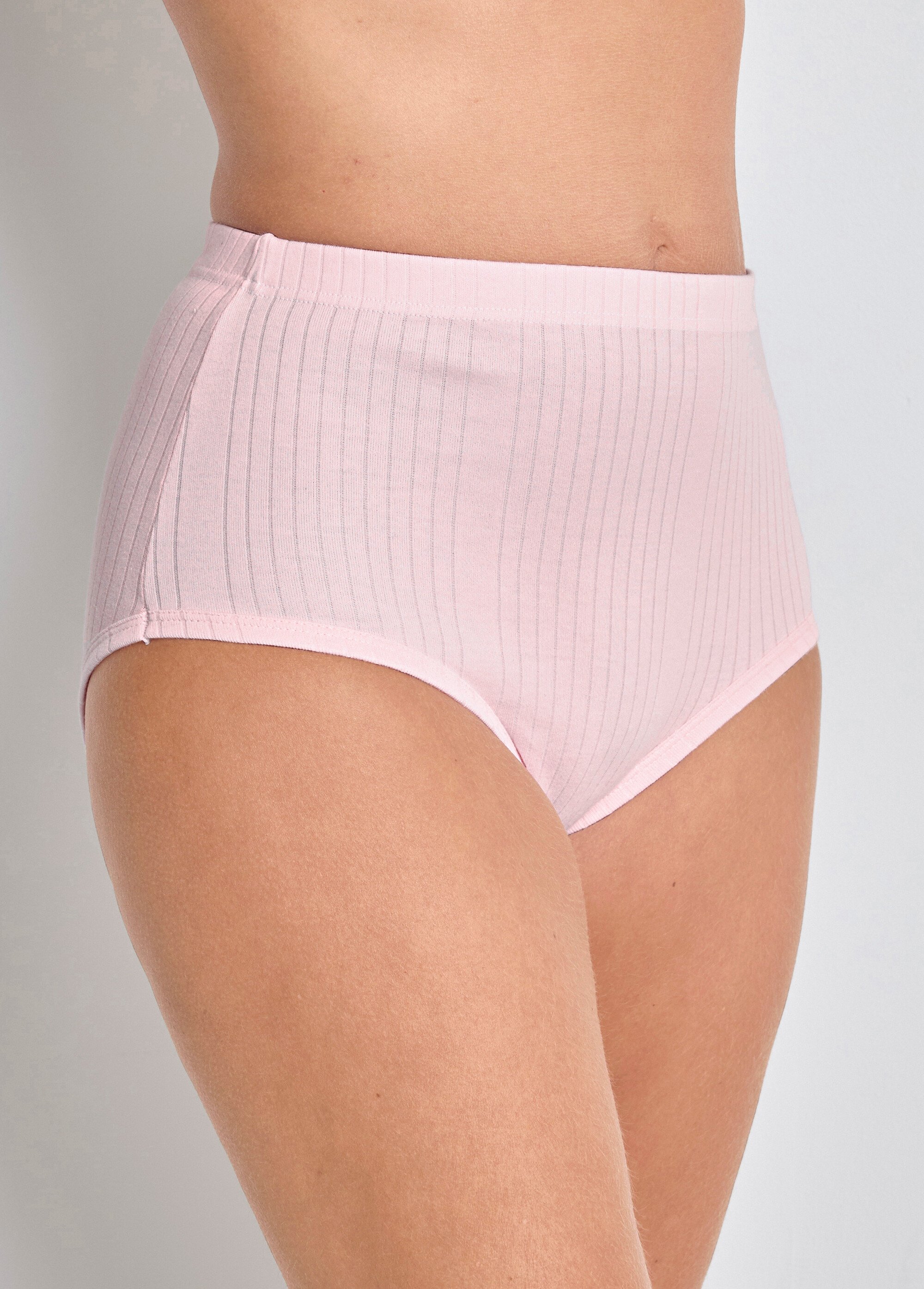 Culotte taille haute maille interlock côtelée - lot de 3 Femme Rose DECANAL DE3