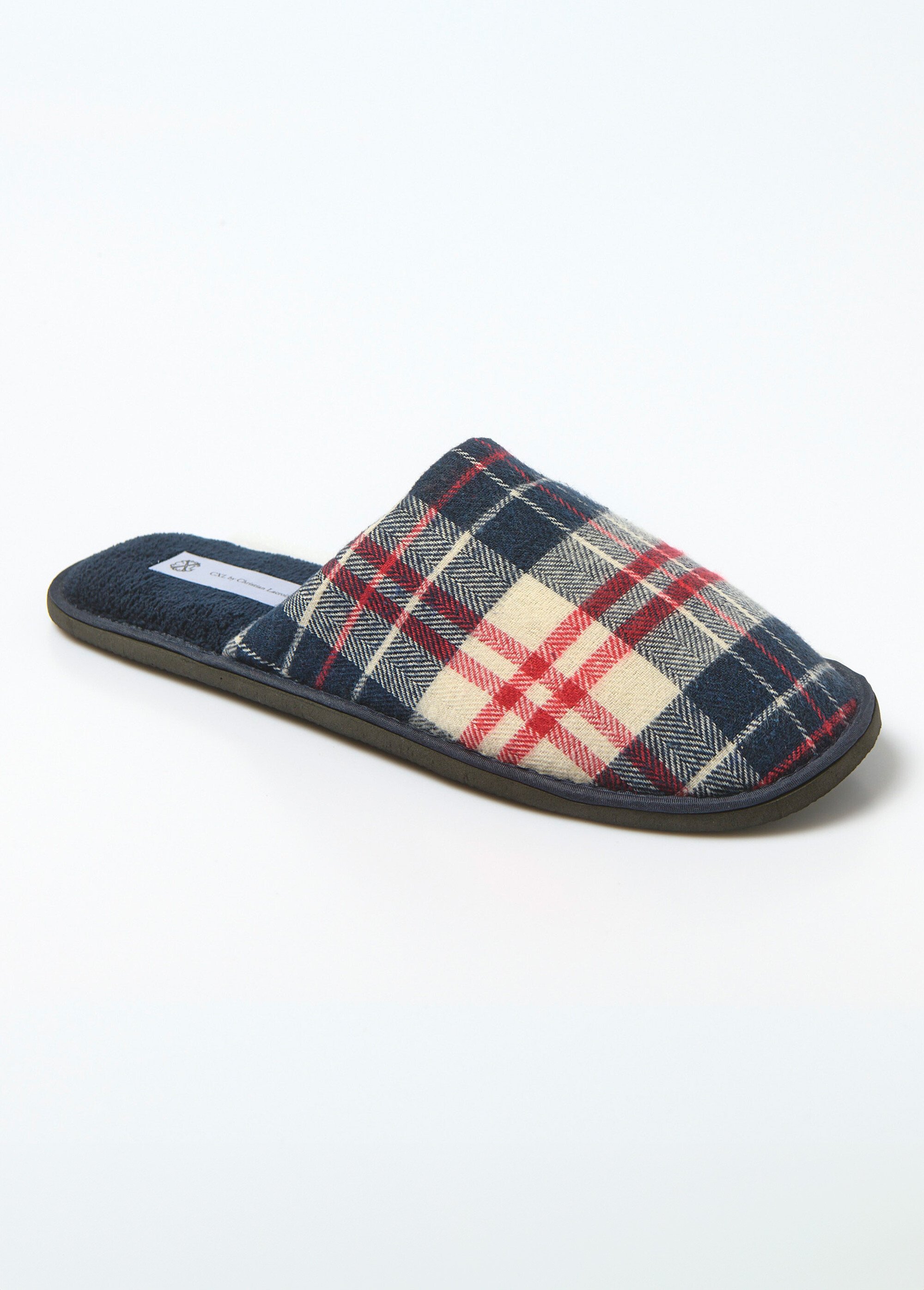 Chaussons mules à carreaux