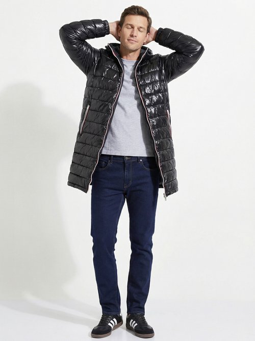 Doudoune longue réversible à capuche Homme Noir LAU5006 SI2