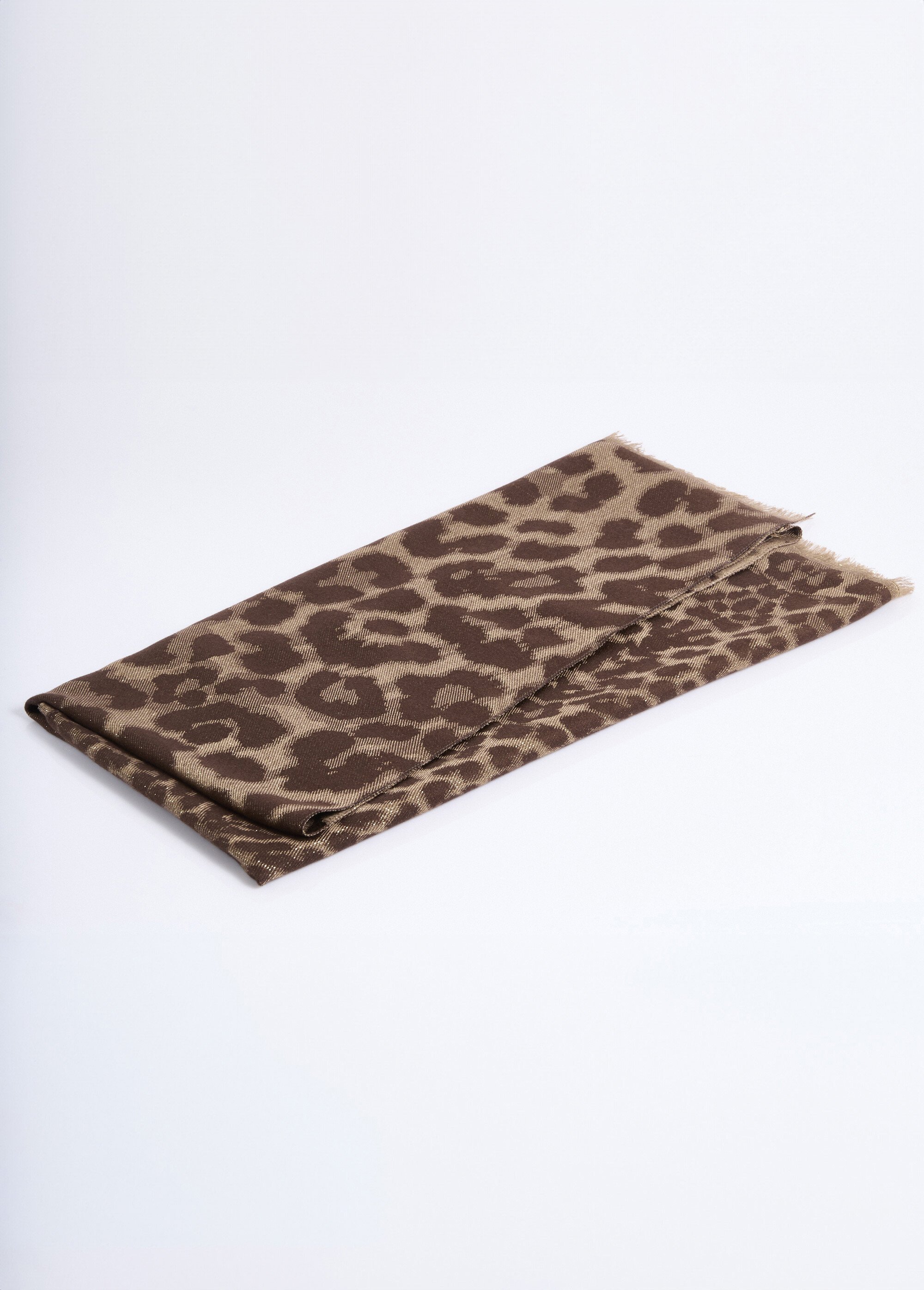 Echarpe fine motif animalier métallisé Femme Marron TOPJC25299 DE1