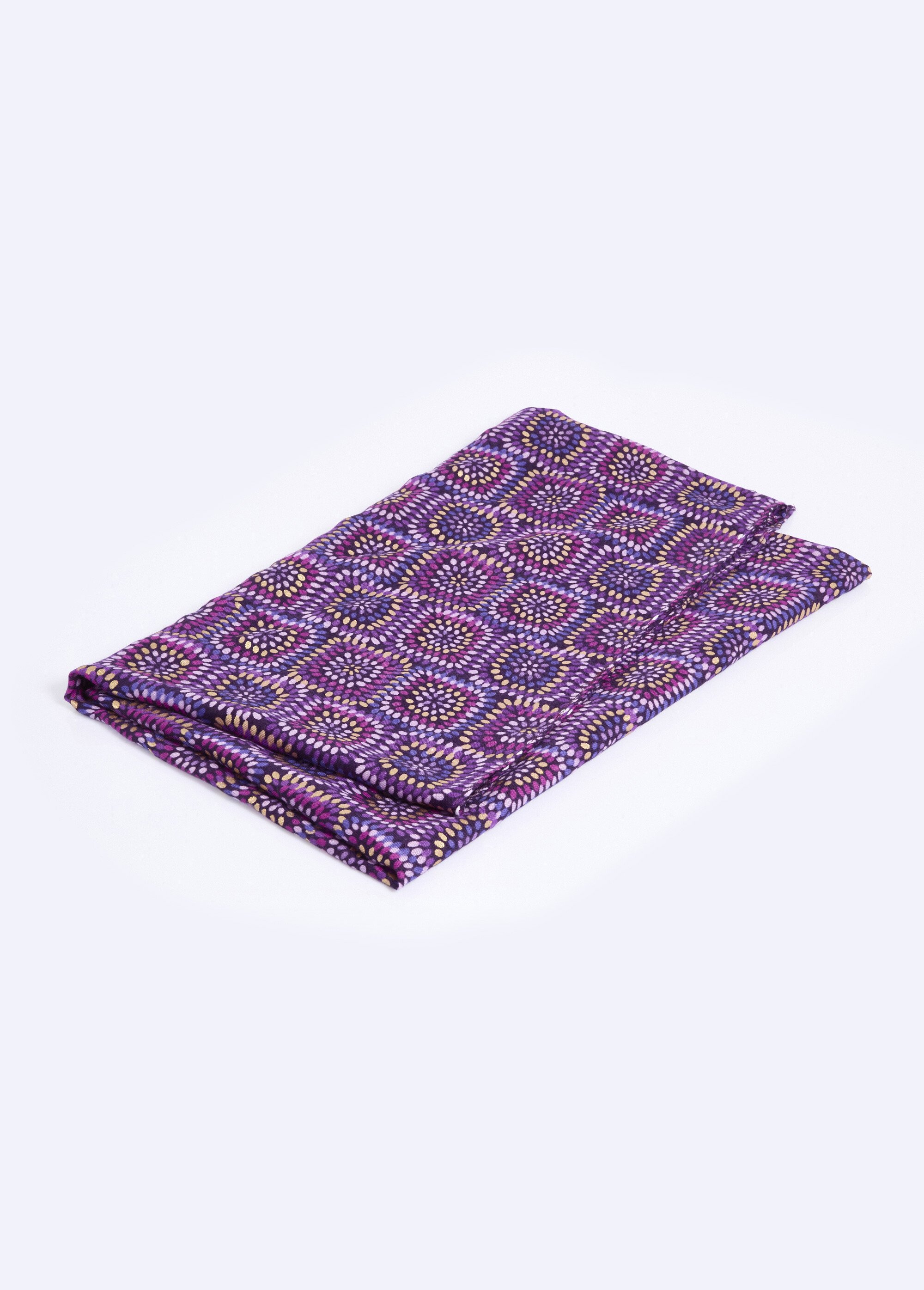 Foulard motif carrés ethniques Femme Violet TOPJC23070 DE1