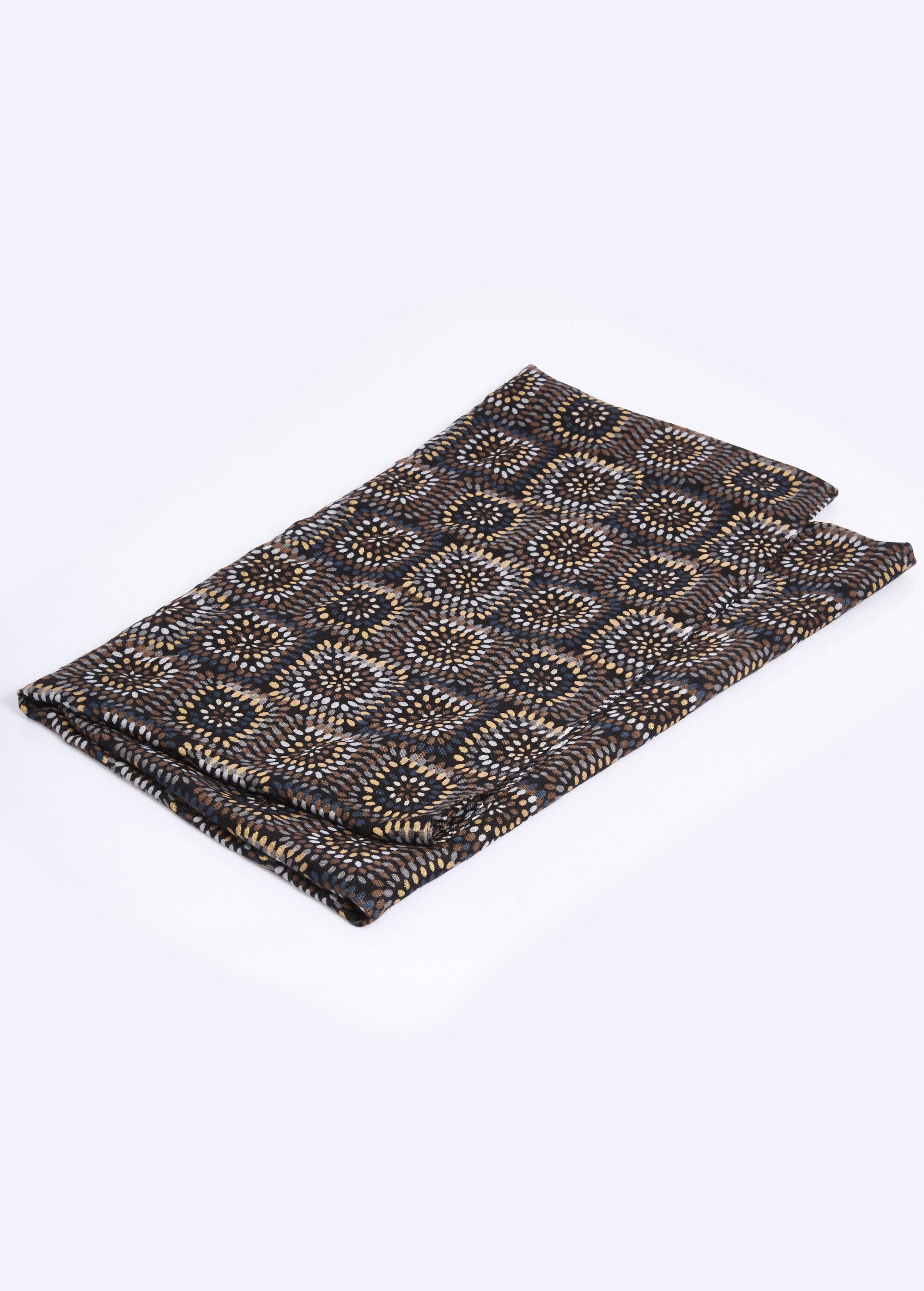 Foulard motif carrés ethniques Femme Noir TOPJC23070 DE1