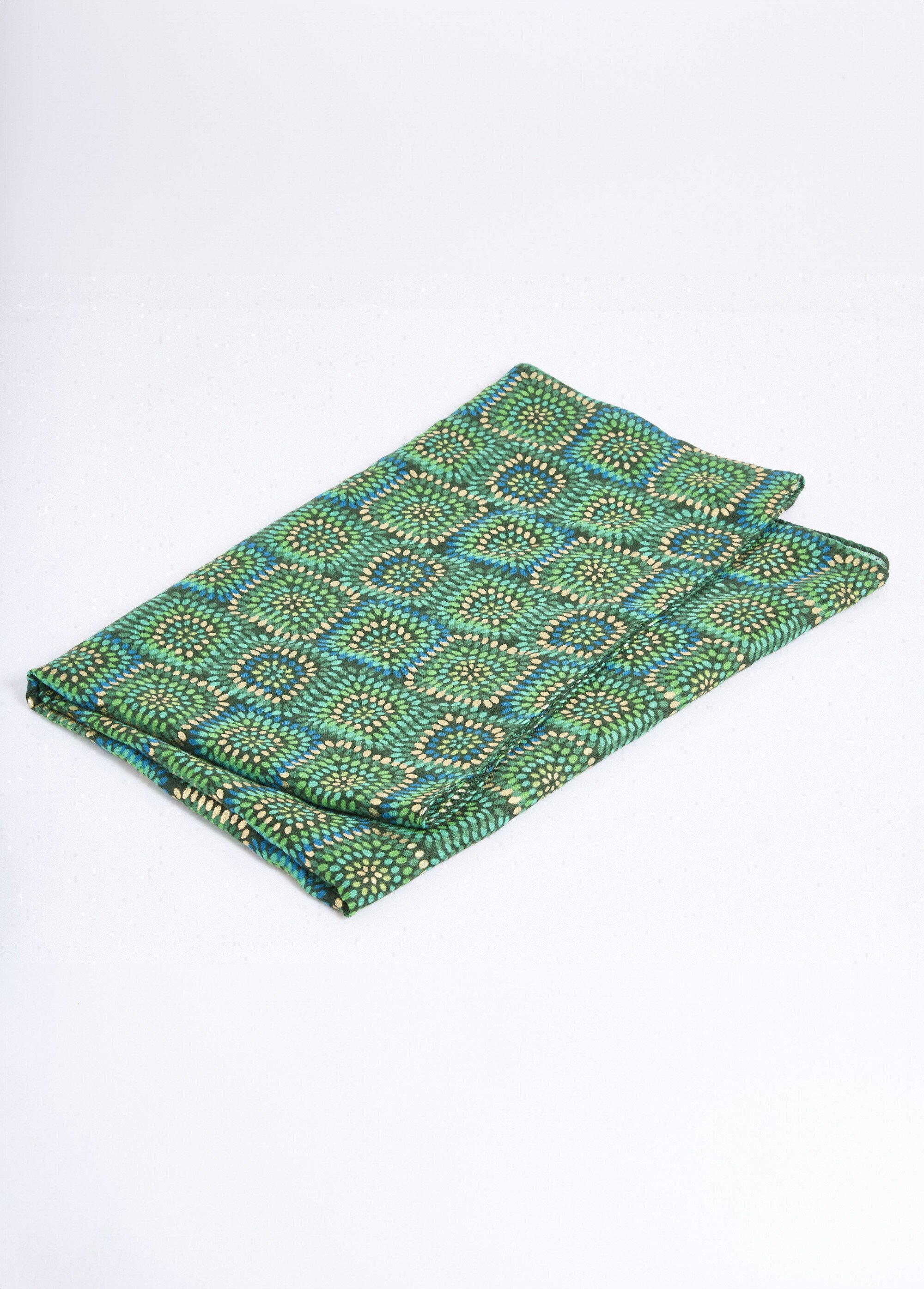 Foulard motif carrés ethniques Femme Vert TOPJC23070 DE1