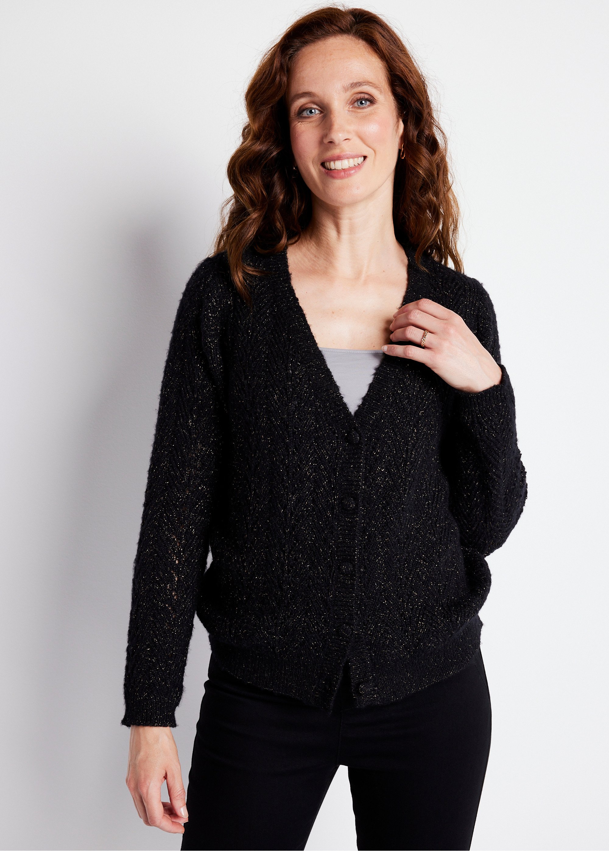 Gilet boutonné avec fibres recyclées Femme NOIR PASSILY FA1