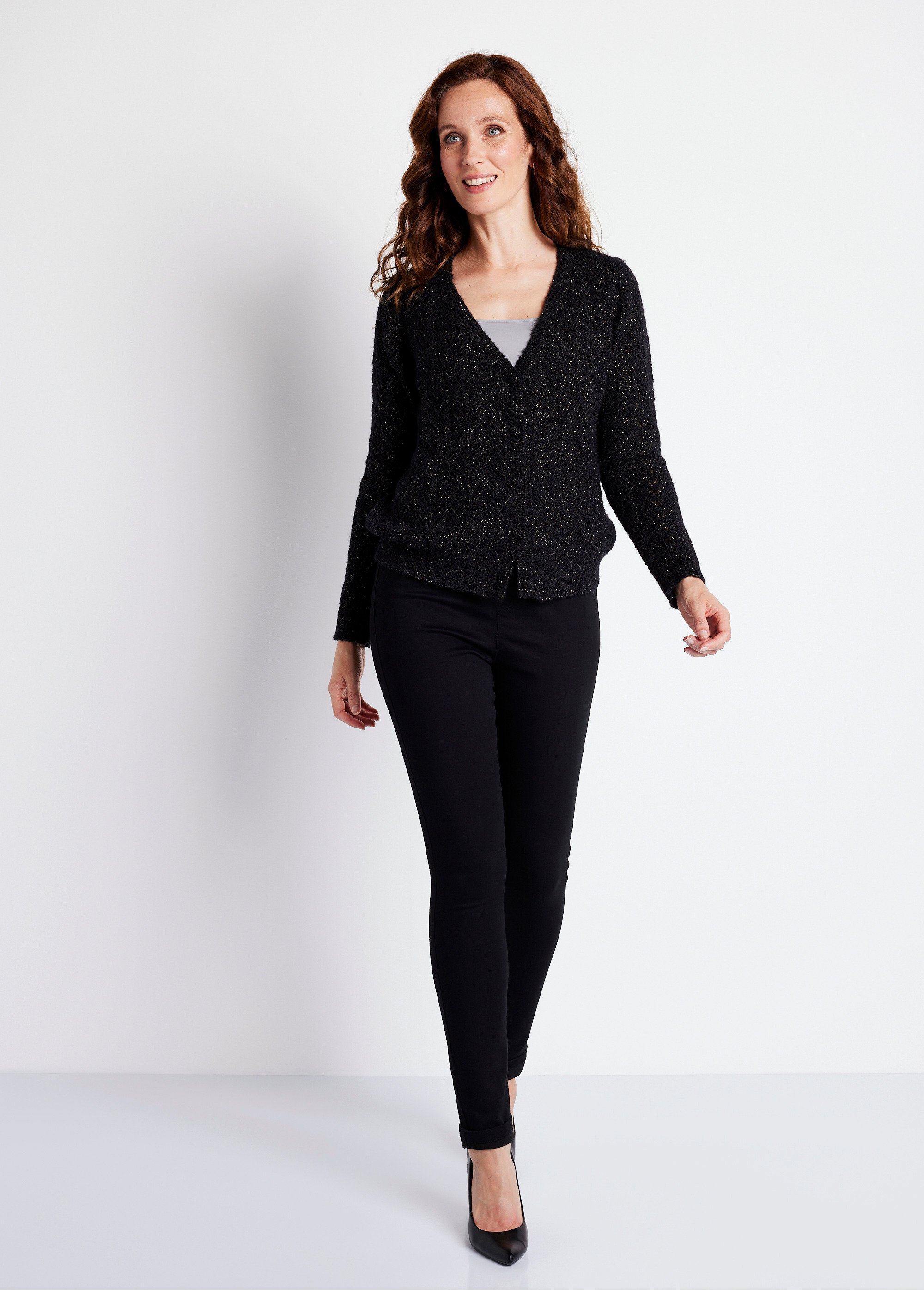 Gilet boutonné avec fibres recyclées Femme Noir PASSILY SF1