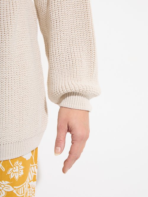 Gilet long uni bord à bord maille perlée Femme Beige SEDA DE3