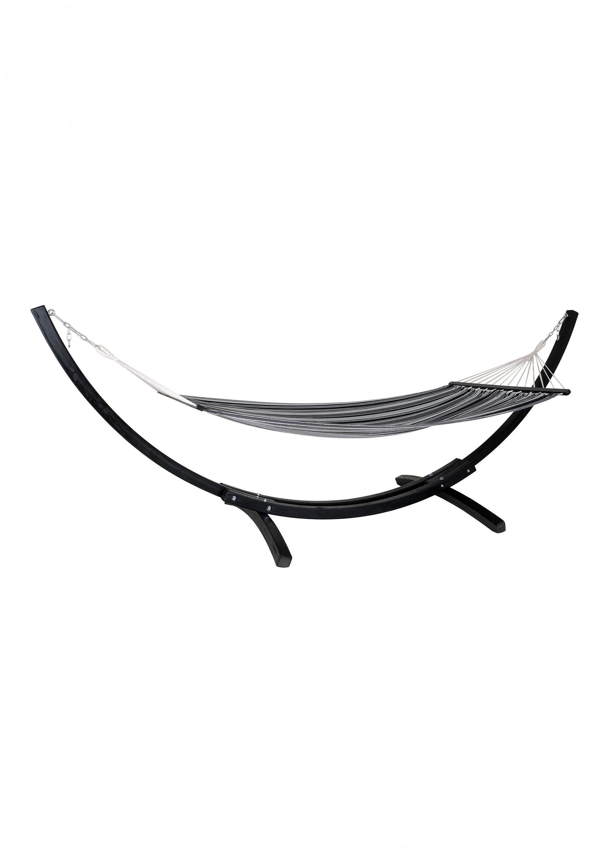 Hamac structure bois mélèze, toile rayée GRIS HN-7801150 DE2