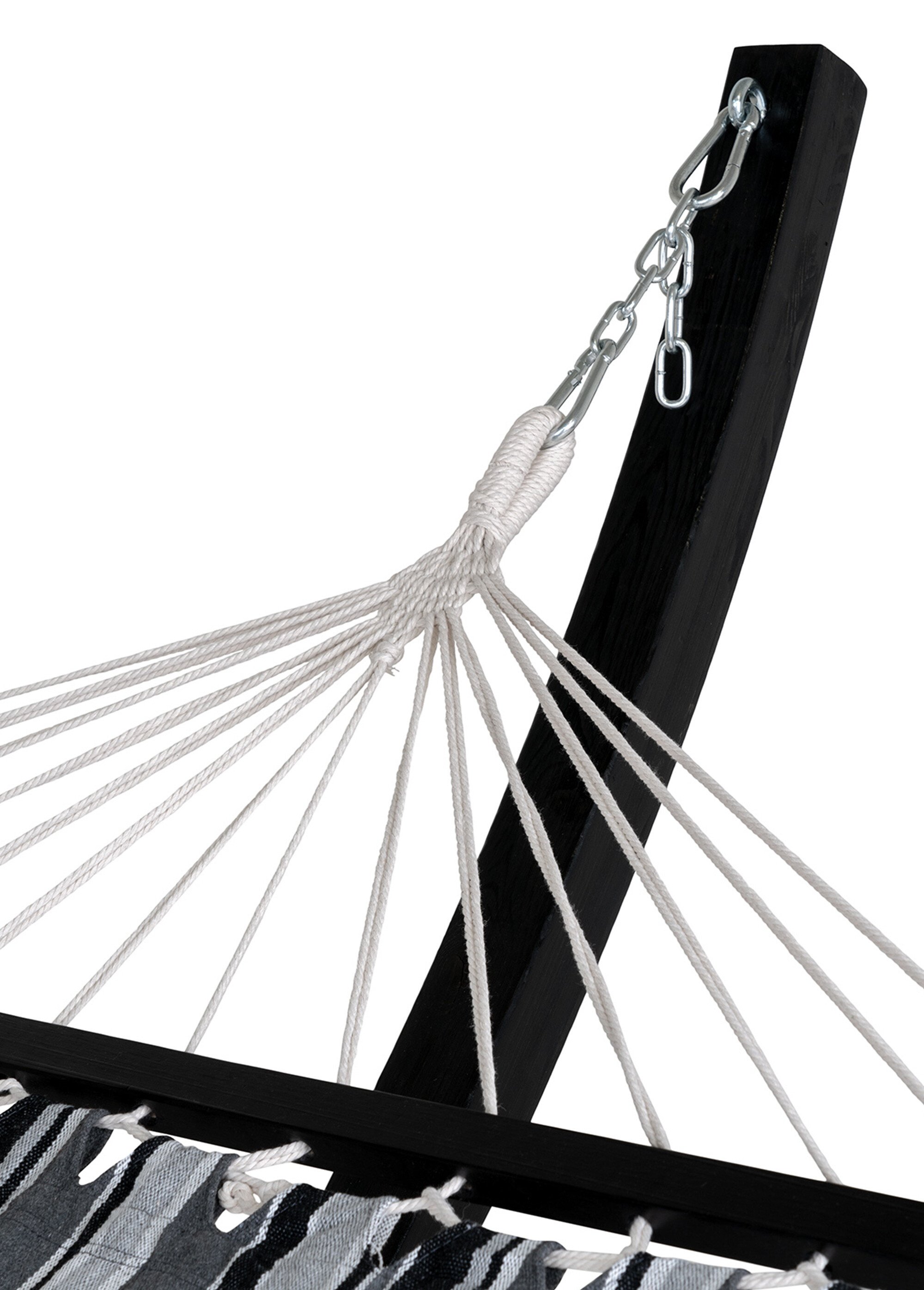 Hamac structure bois mélèze, toile rayée GRIS HN-7801150 DE3