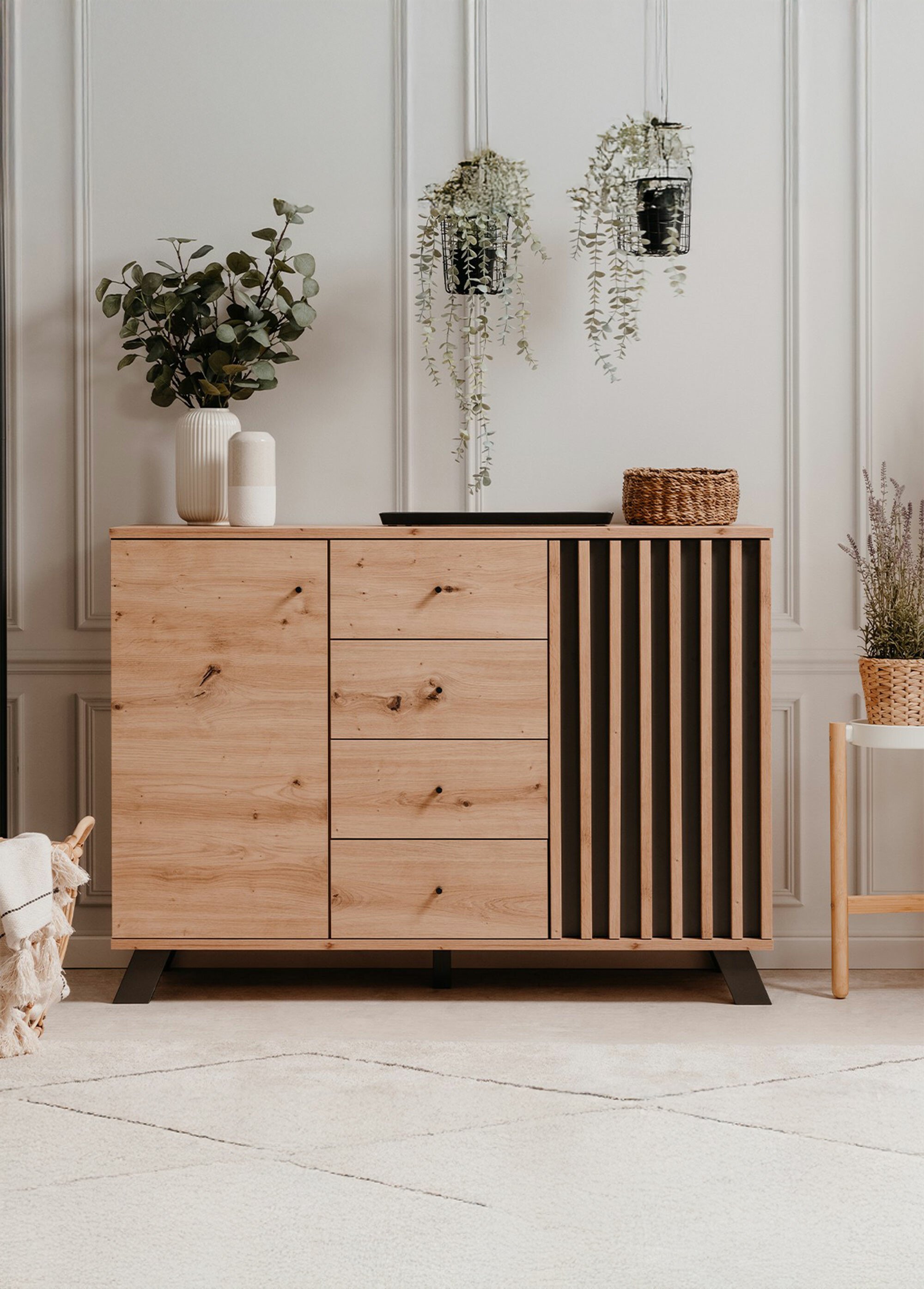 LUBLIN Buffet 4 tiroirs décor fantaisie MARRON CAL-13569133 SI1