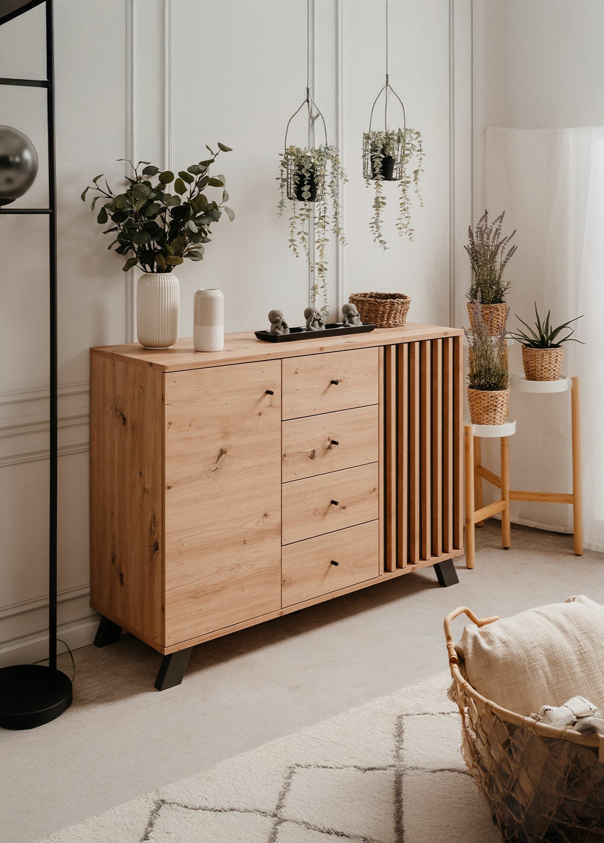 LUBLIN Buffet 4 tiroirs décor fantaisie MARRON CAL-13569133 SI2