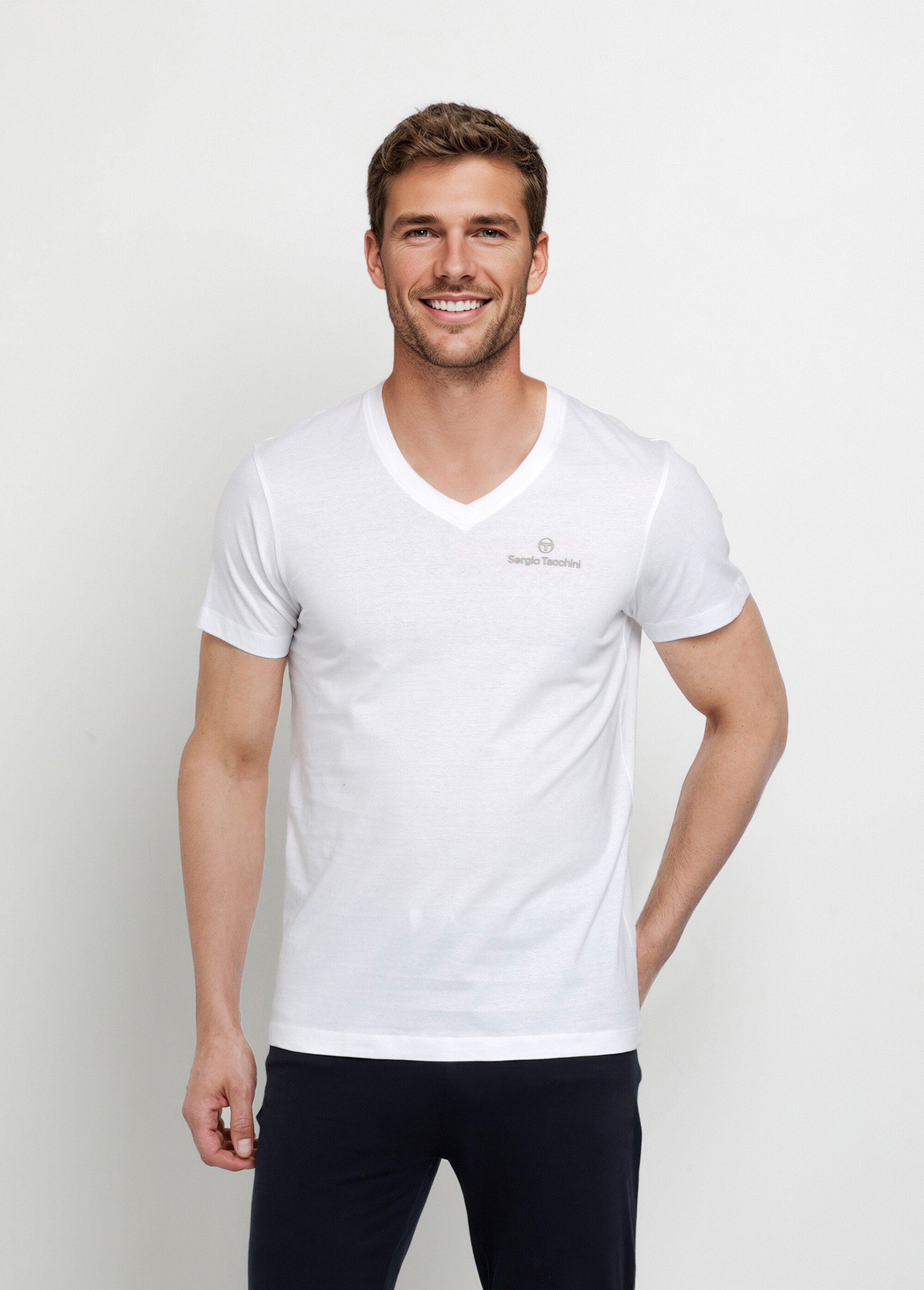 T-shirt homme col V à manches longues