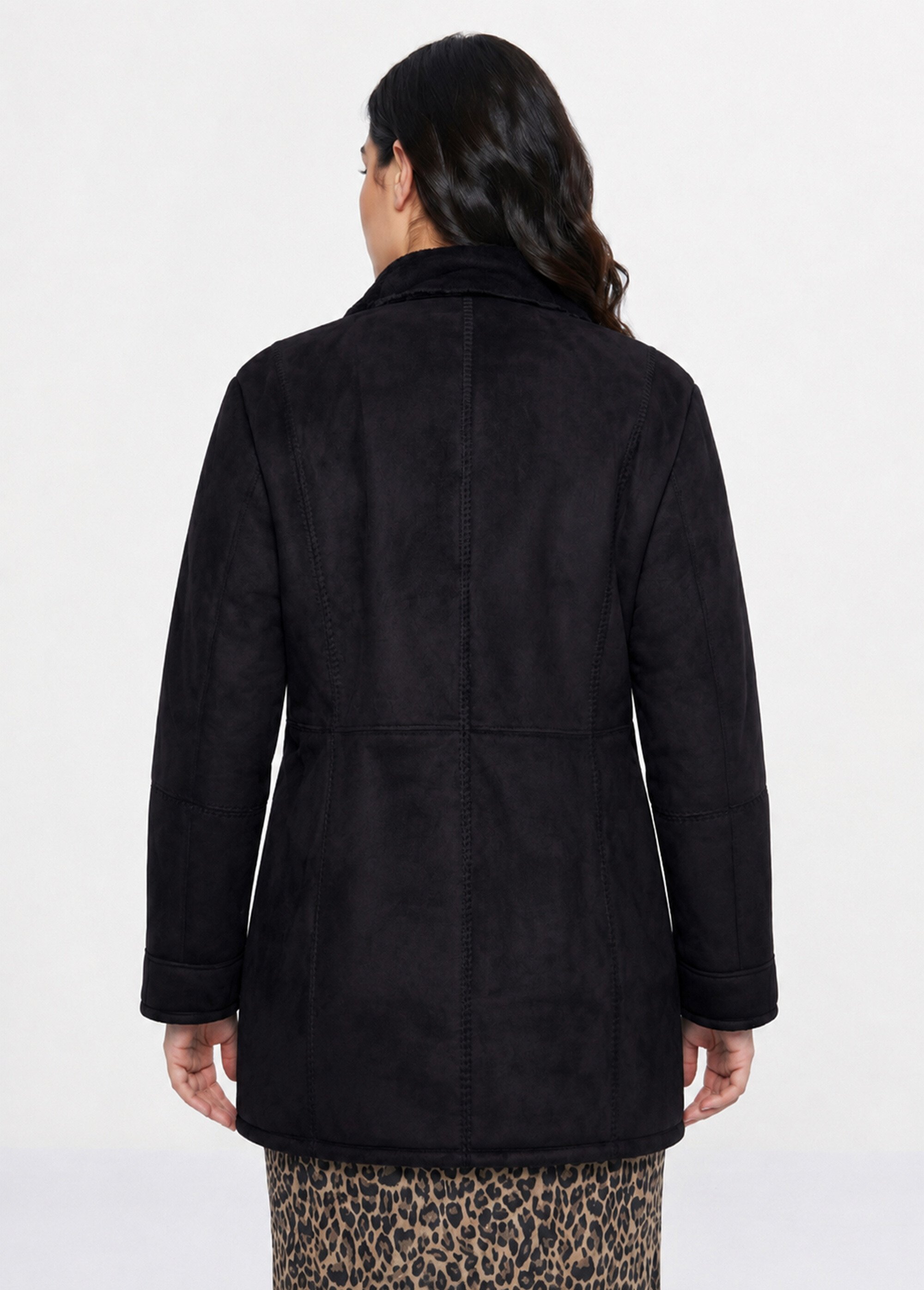 Manteau col tailleur façon peau lainée