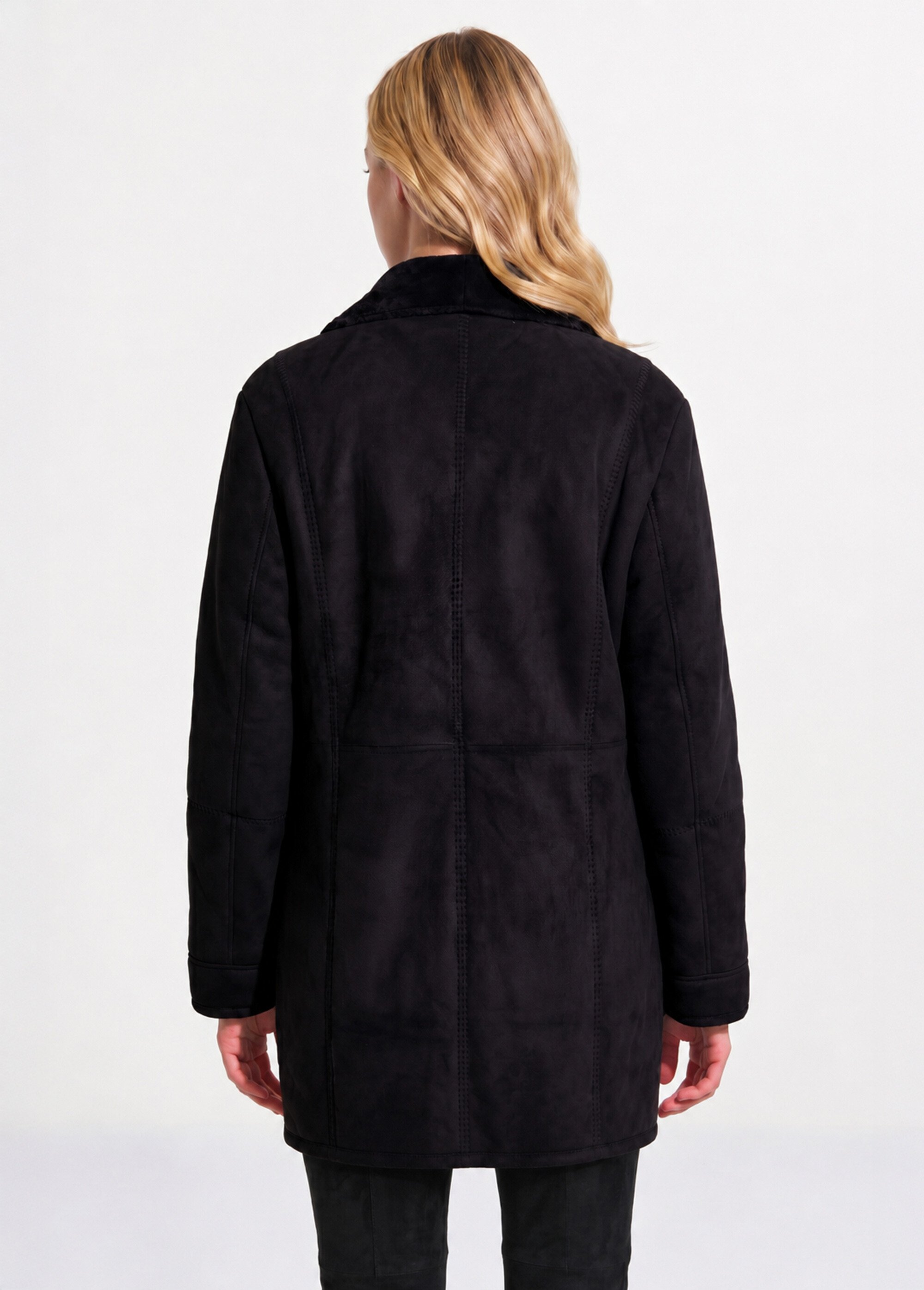Manteau col tailleur façon peau lainée Femme Noir CHATEAUDUN DO1