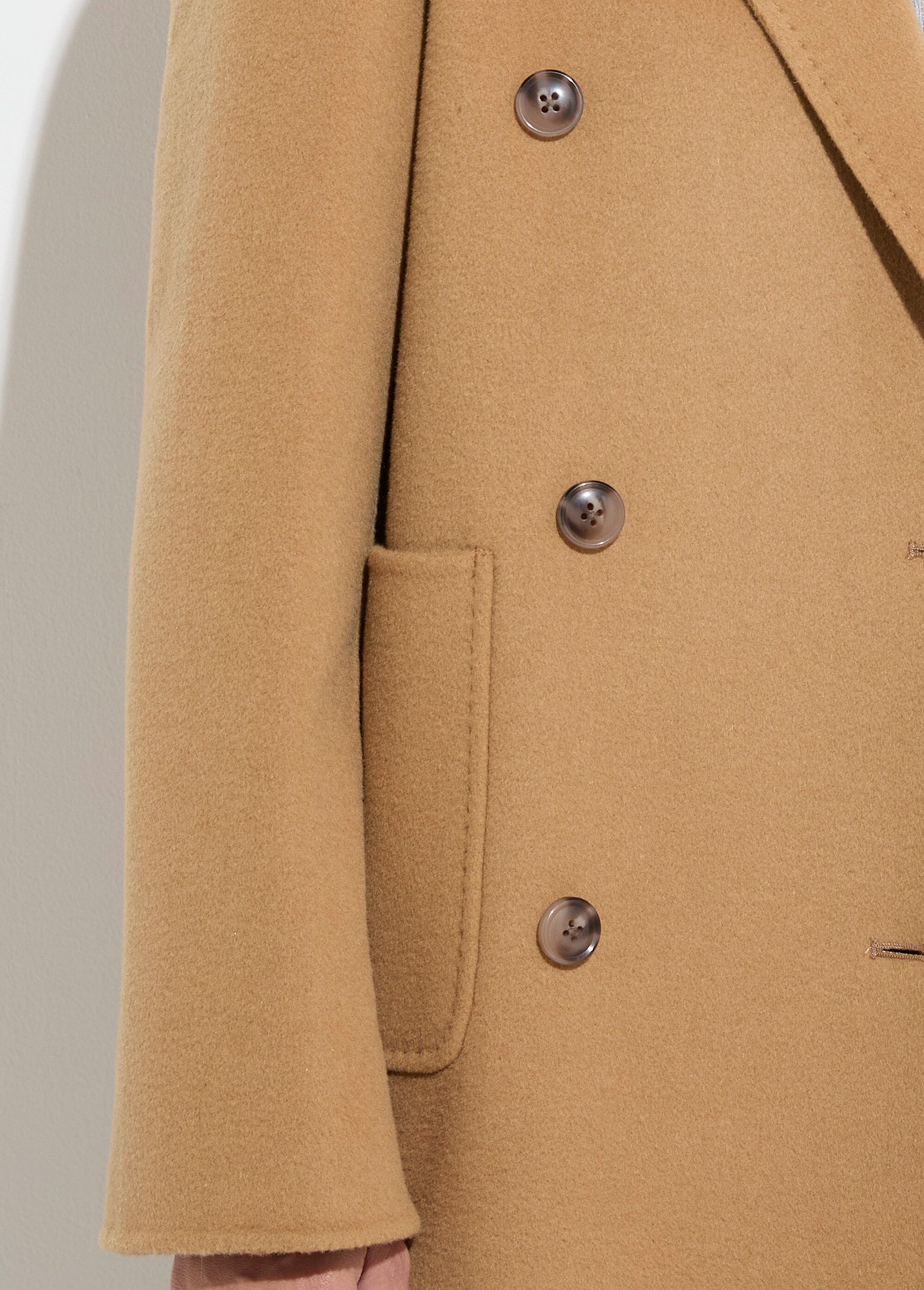 Manteau long drap de laine col tailleur Femme Marron TIAGO DE1
