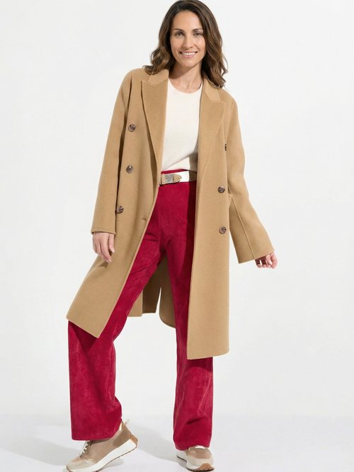 Manteau long drap de laine col tailleur Femme Marron TIAGO MV1