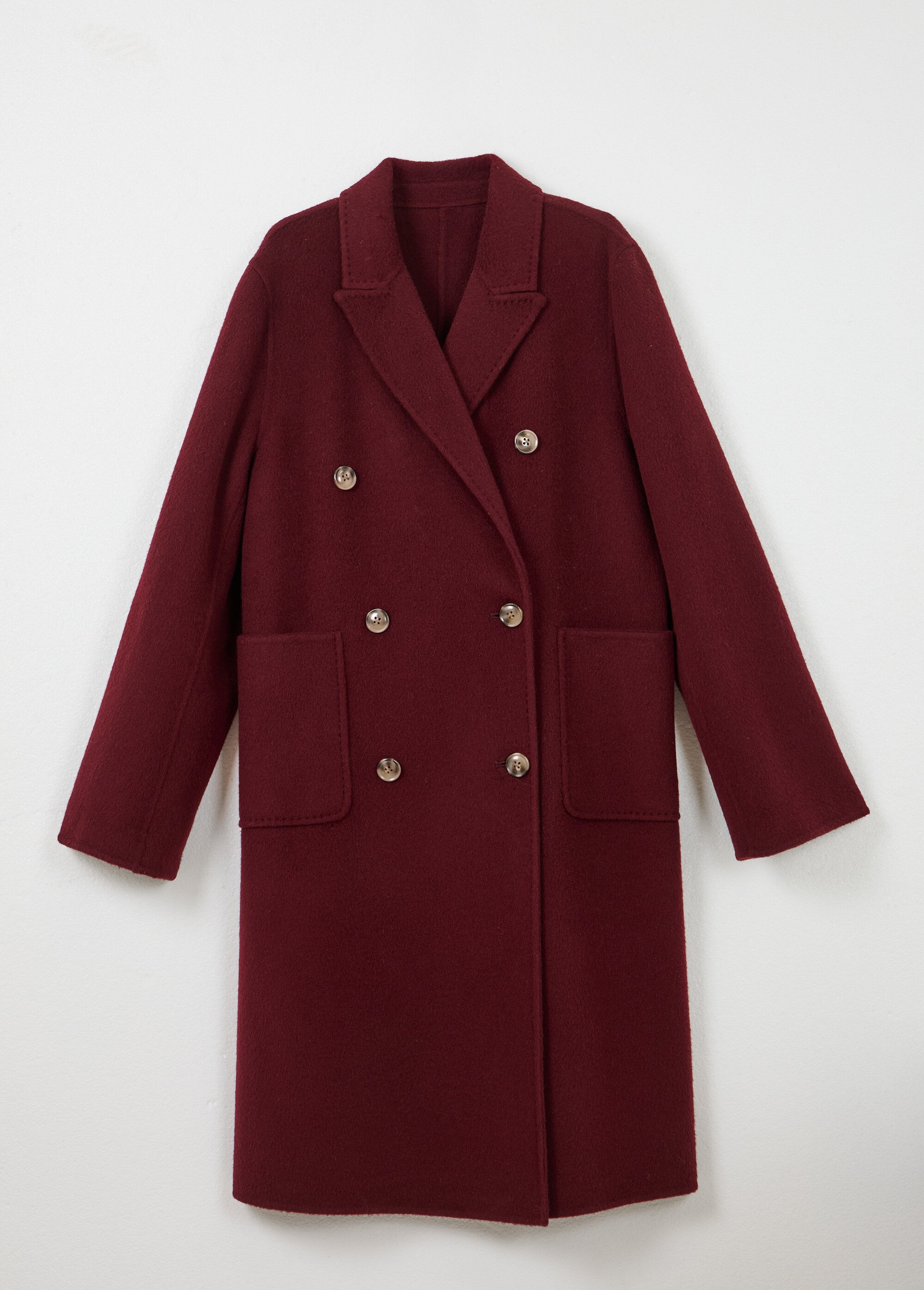 Manteau long drap de laine col tailleur Femme Violet TIAGO AP1