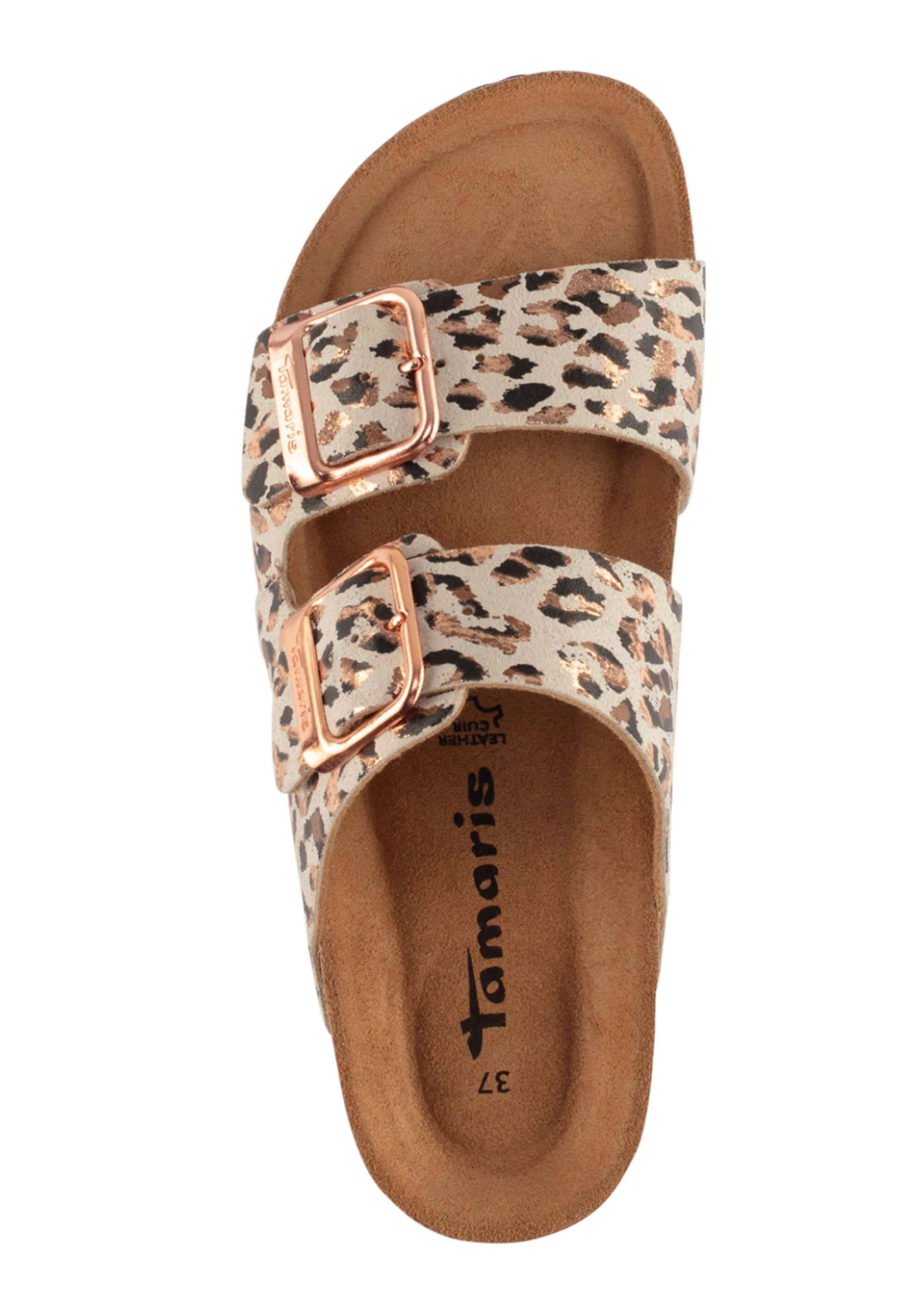 Mules anatomiques ouvertes motif léopard Femme Noir TAM12752346 OV1