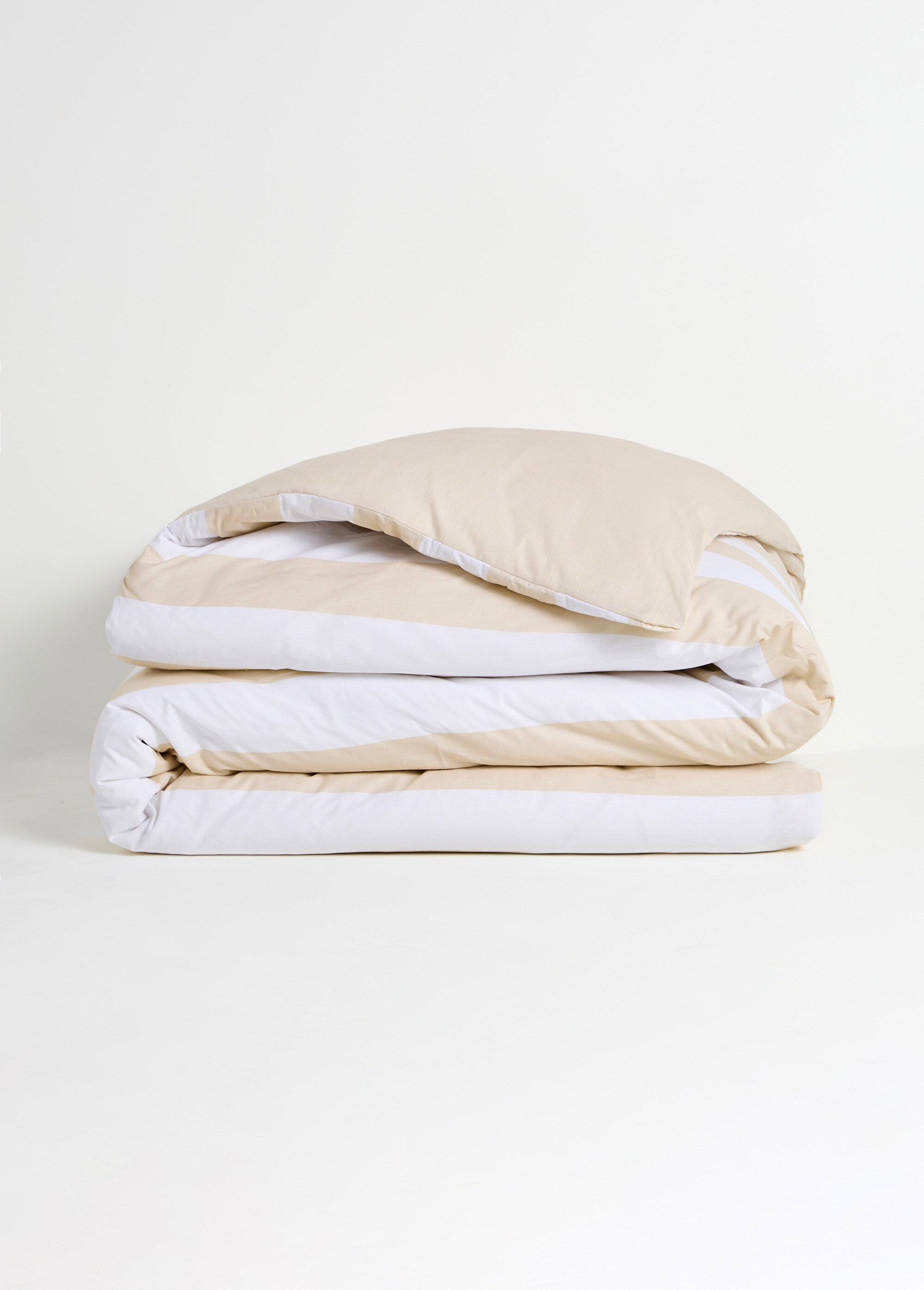 Parure housse de couette coton, rayures Beige ZAC-LIAM DE1
