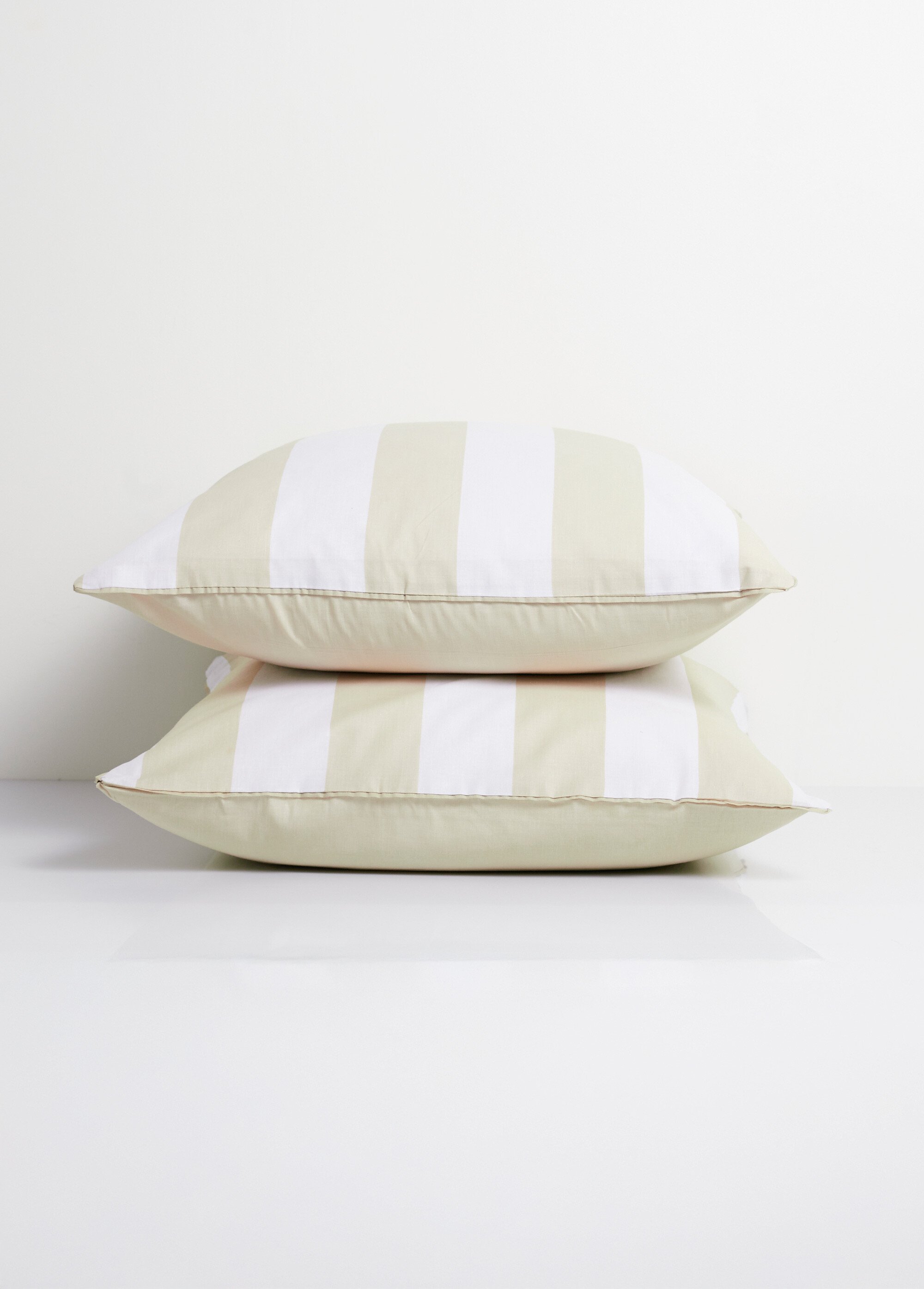 Parure housse de couette coton, rayures Beige ZAC-LIAM DE2